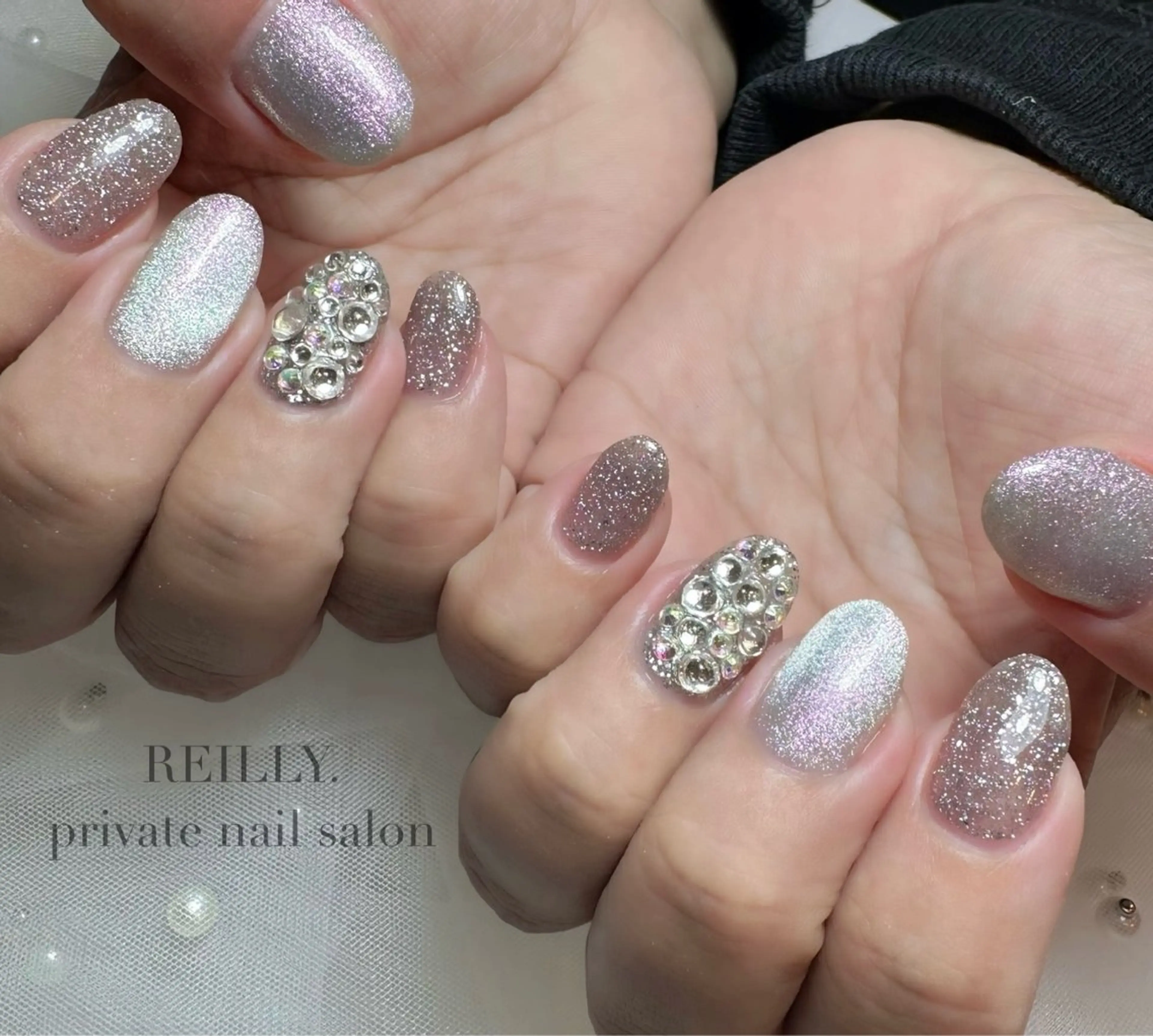 ネイル クリアネイル フラッシュネイル フレンチネイル ジェルネイル キラキラネイル ハンドネイル Reilly nail.所属・Reillynail レイリーネイルのネイルデザイン