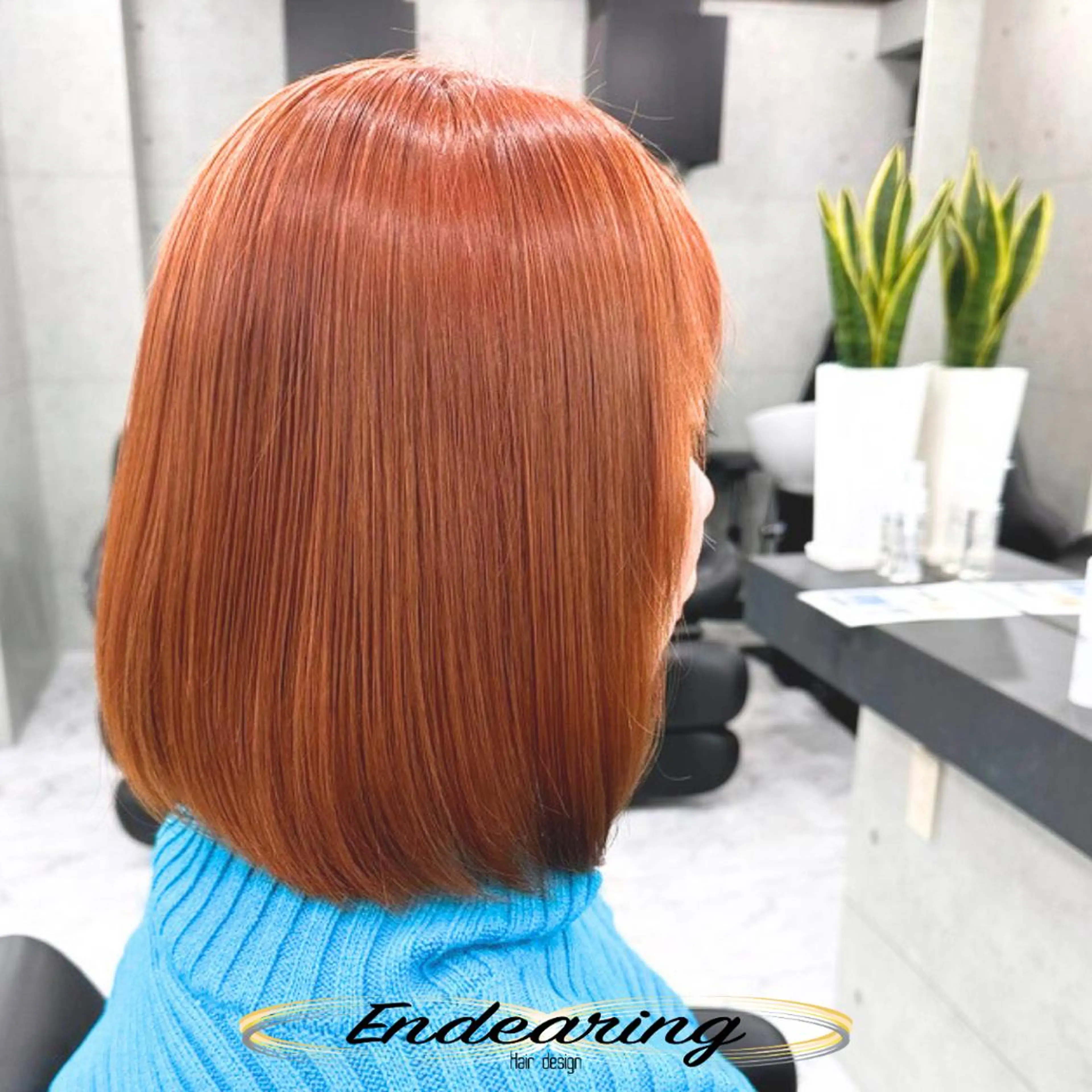 カラー ブリーチ ハイトーンカラー ハイトーンオレンジ オレンジ ボブ ヘアカラー 柳田 怜那/銀座 Endearingのヘアスタイル
