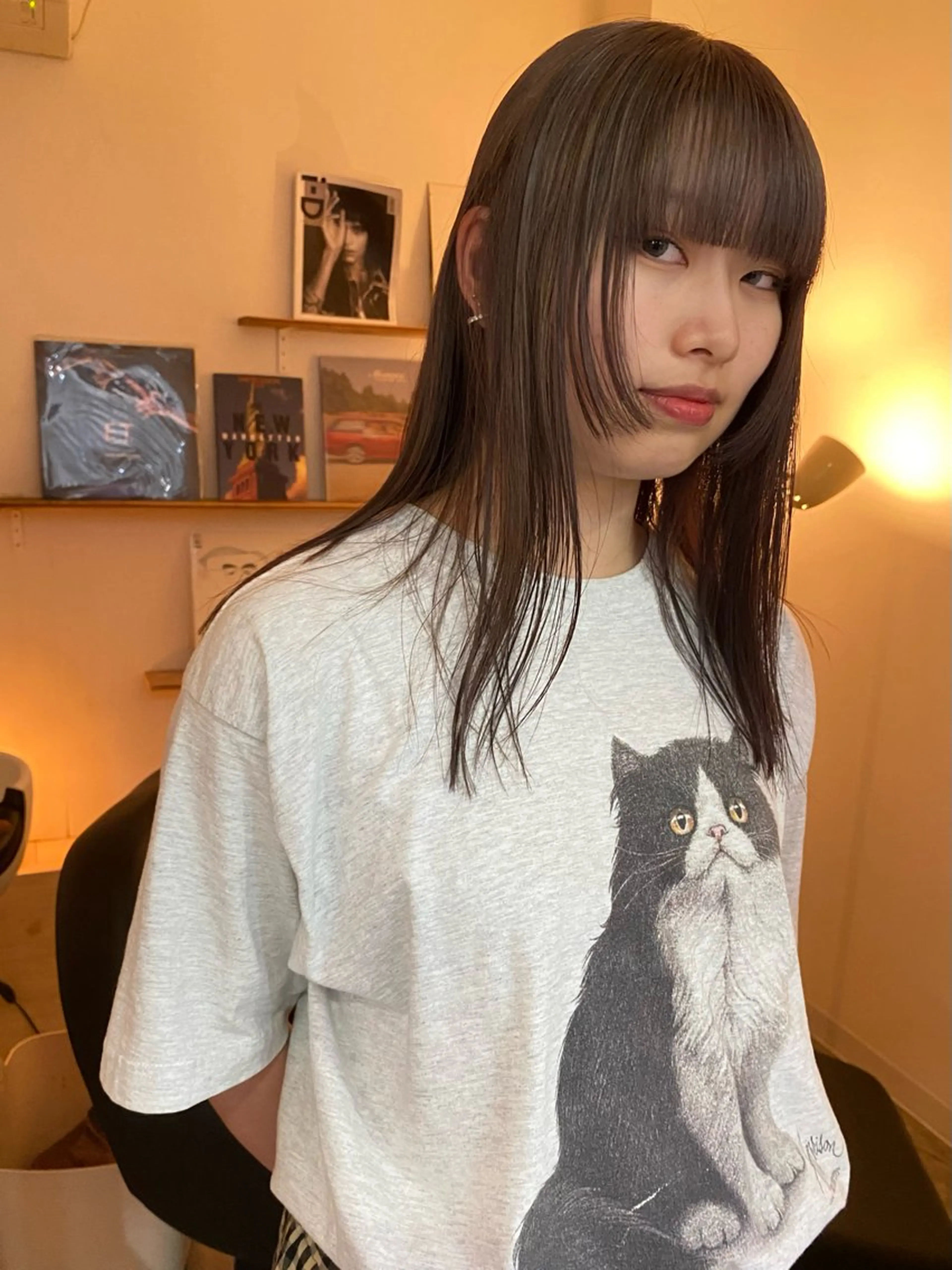 セミロング カラー ベージュカラー ダブルカラー グレージュ カット ヘアカラー トリートメント 森貴裕/ベージュ/ パーマ/オリーブのヘアスタイル