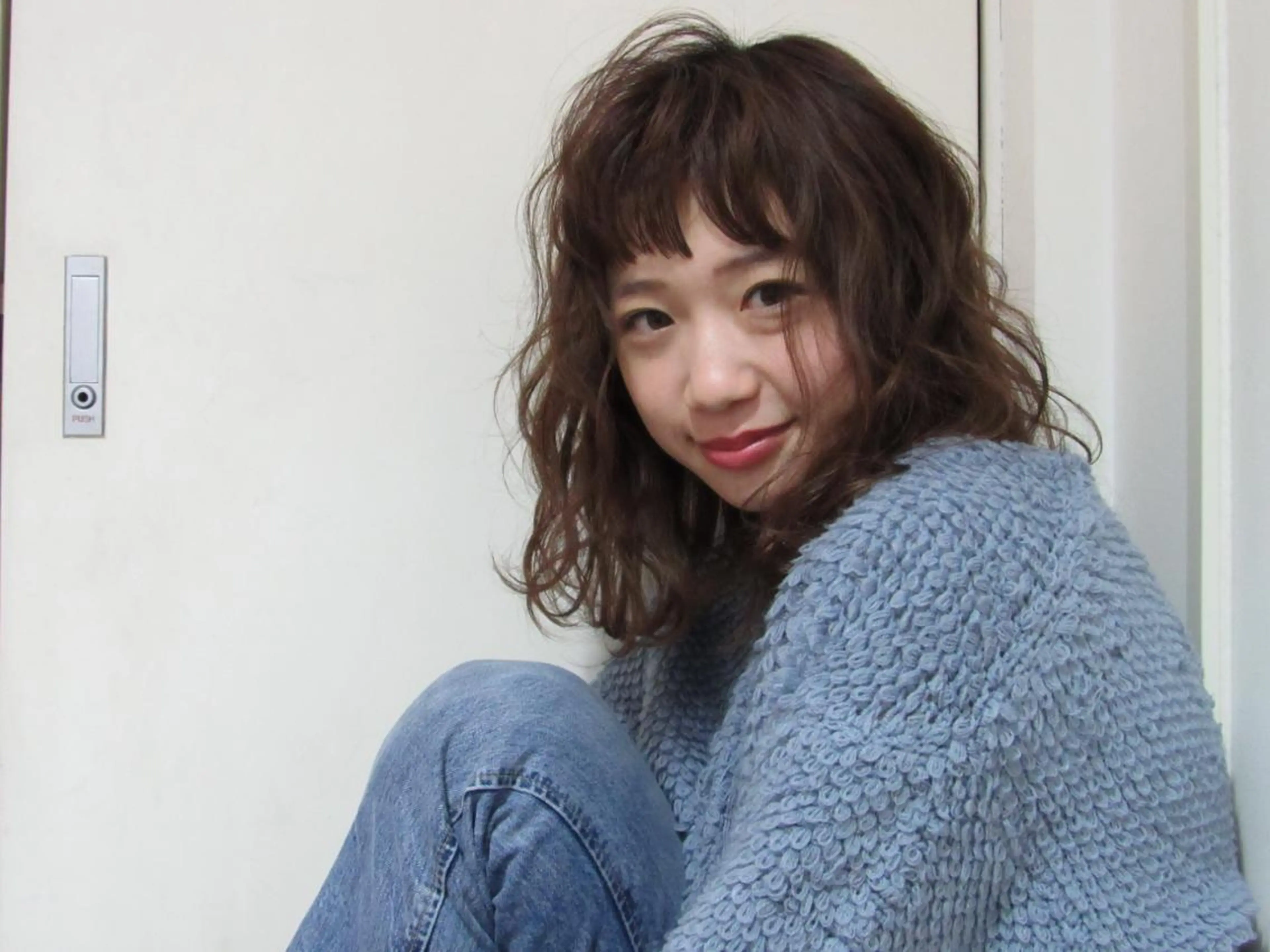 セミロング カラー パーマ セミロングパーマ カット トリートメント 韓国hair ·͜· watanabeのヘアスタイル