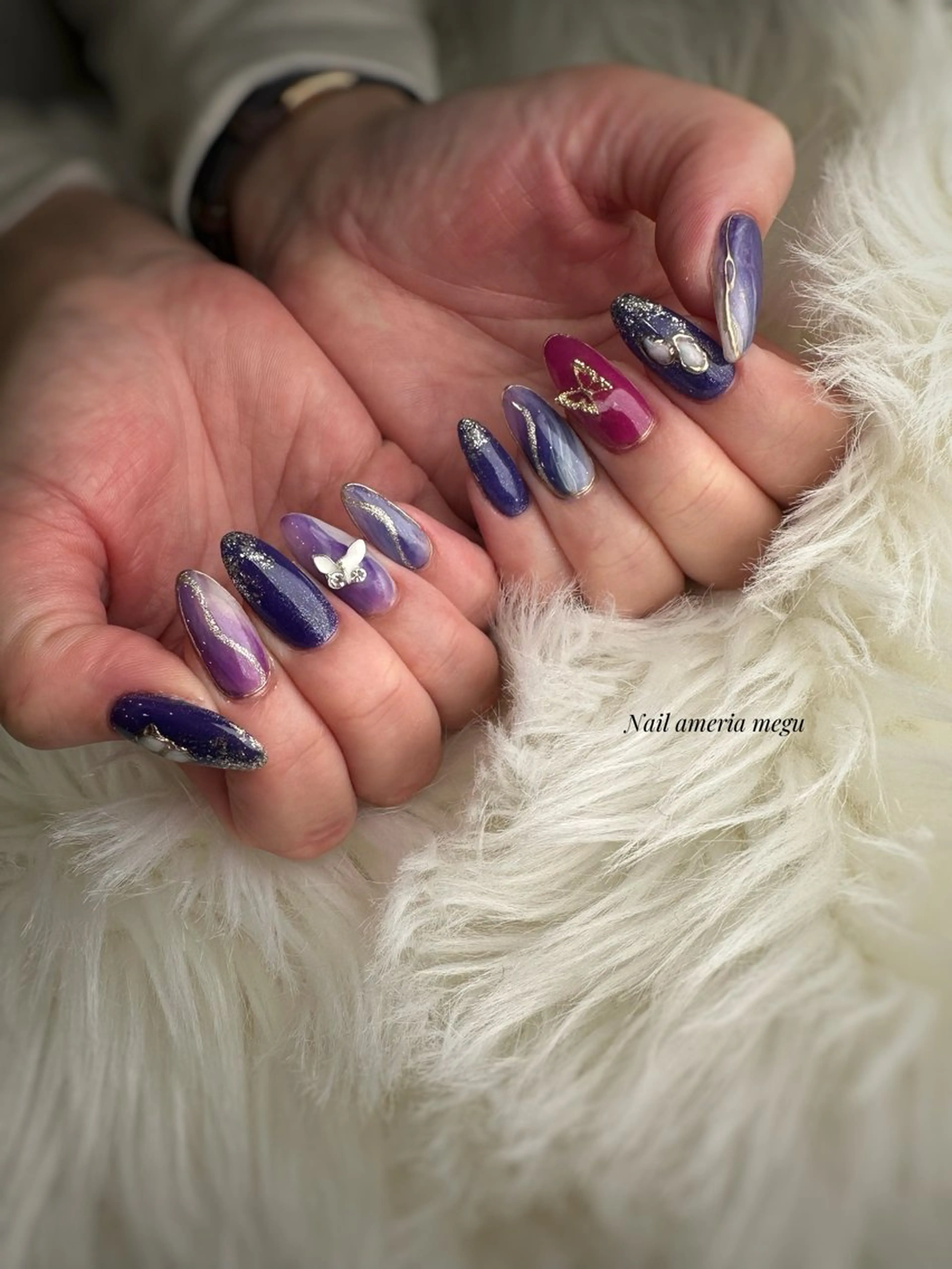 ネイル ニュアンスネイル パープル ハンドネイル Nail ameria megu所属・ameria meguのネイルデザイン