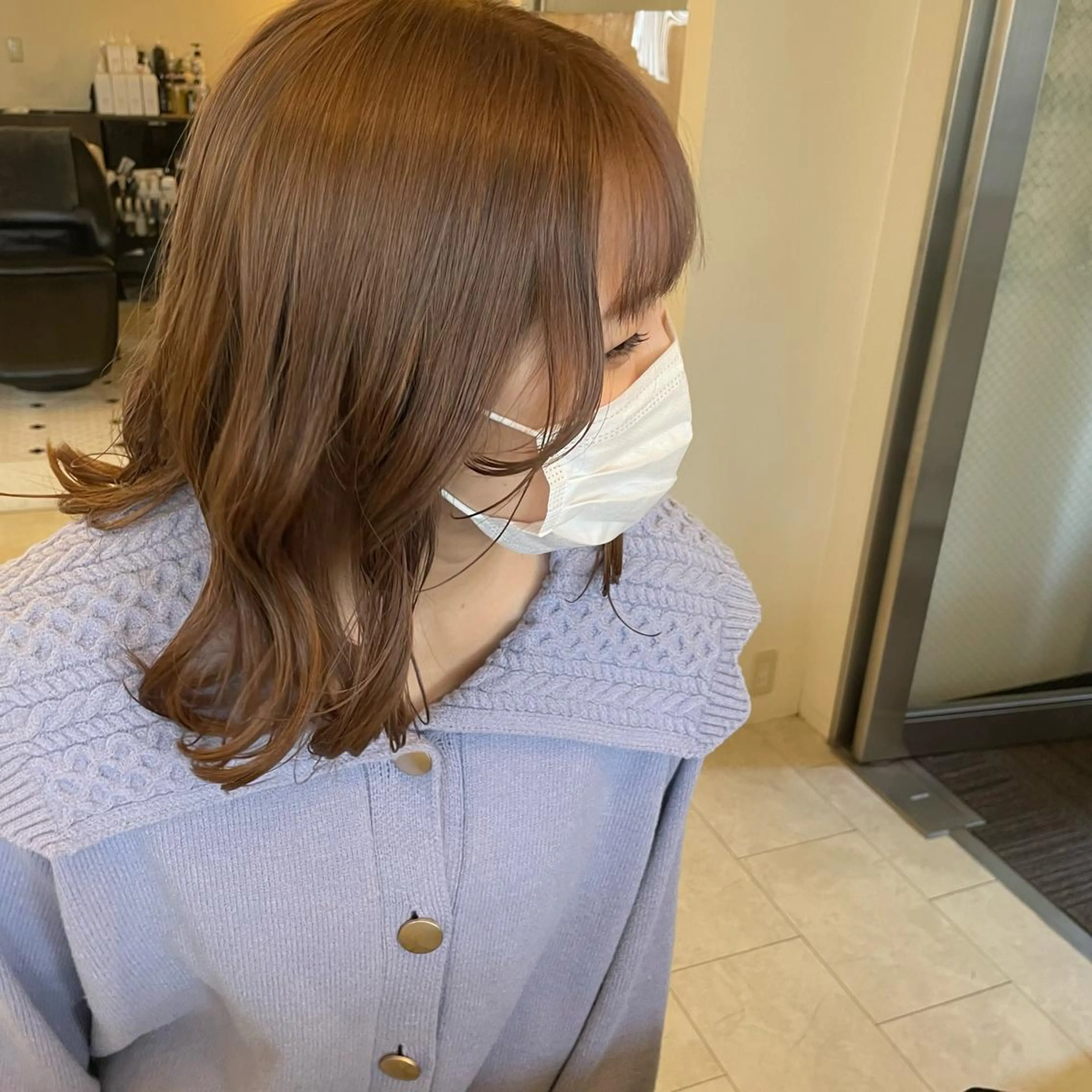 ミディアム カラー ベージュカラー 透明感カラー ダブルカラー カット ヘアカラー ボブウルフ／ボブ Satsuki【名駅のヘアスタイル