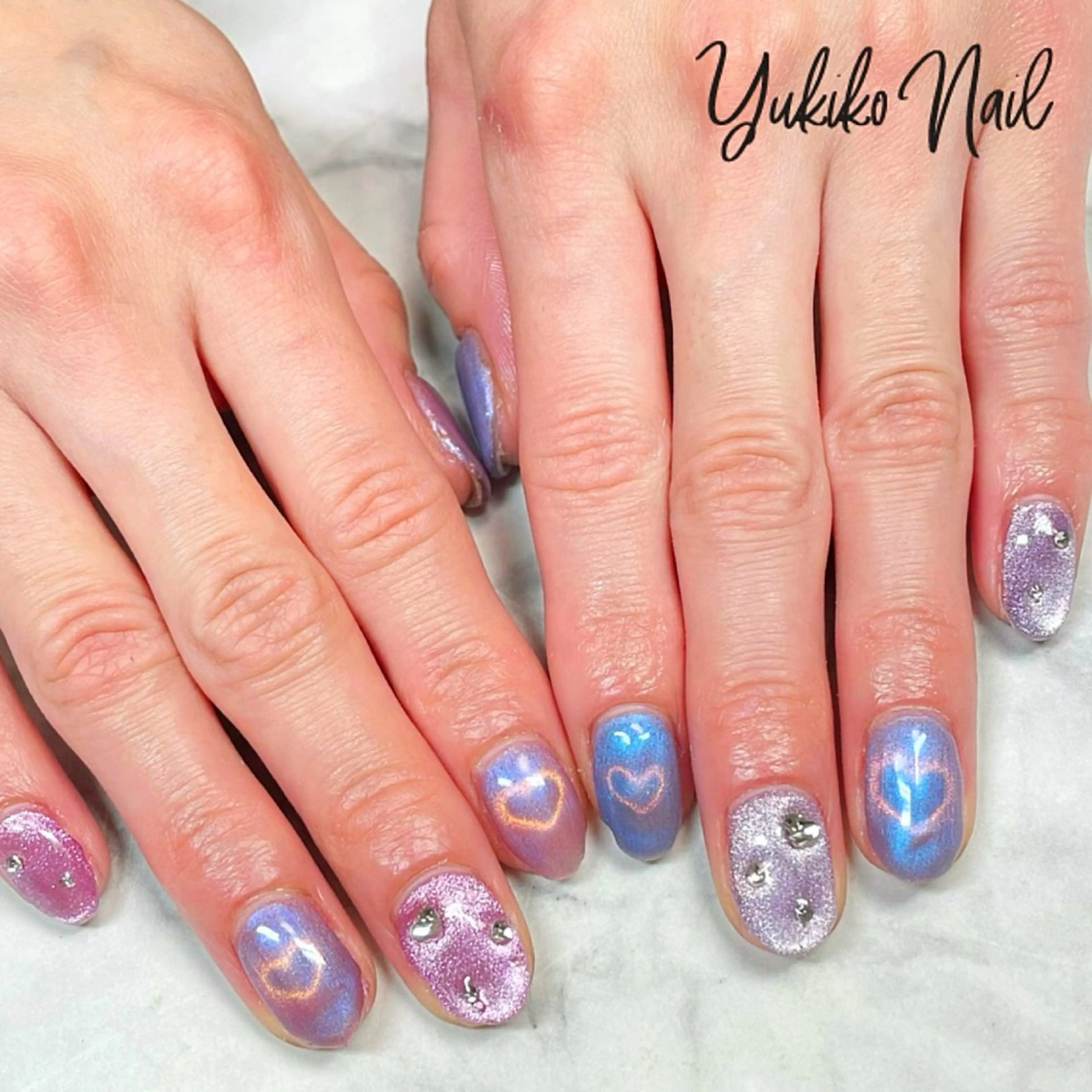 ネイル ゴージャス ハート マグネットネイル ストーンネイル ユキコ ネイルのネイルデザイン