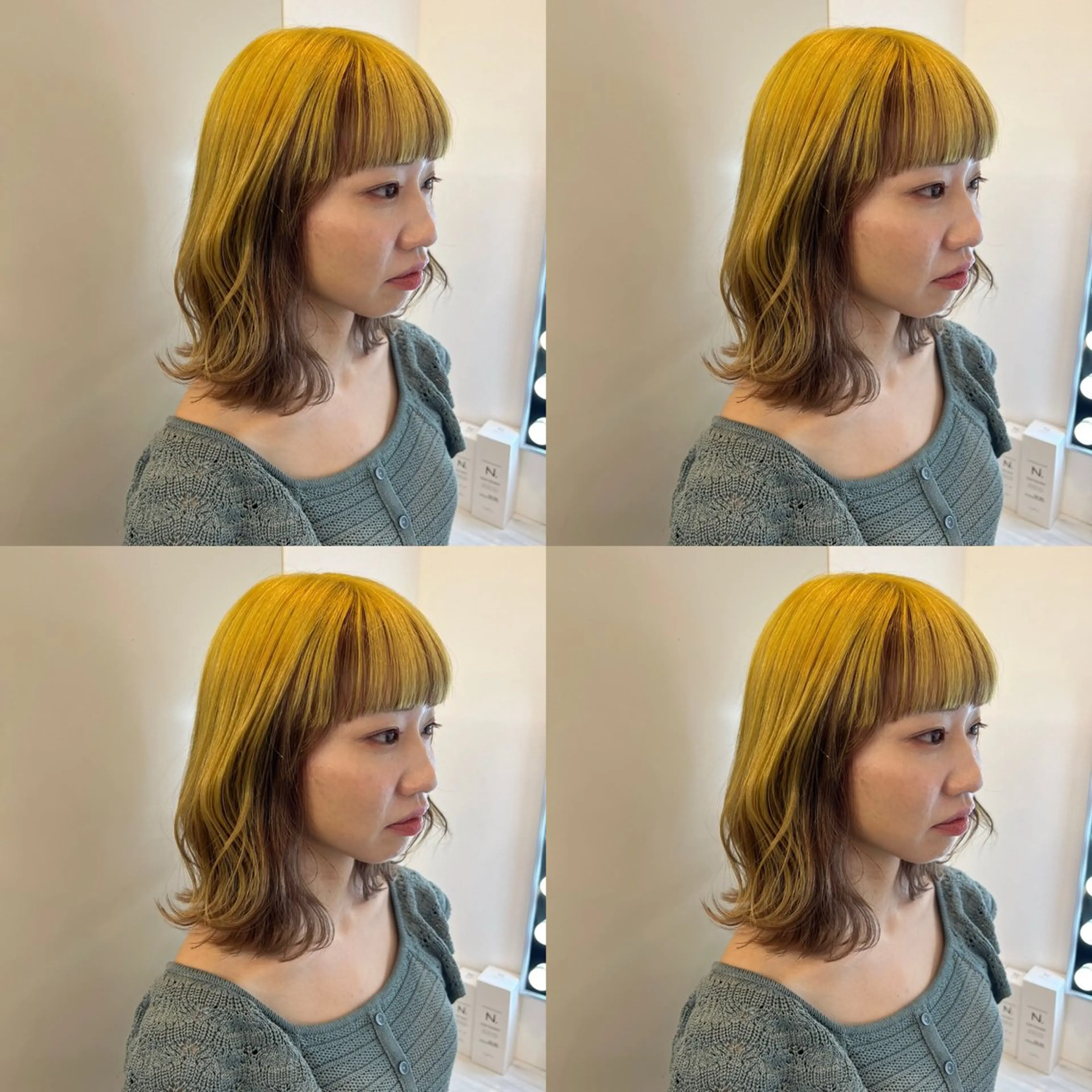 ミディアム カラー イエローカラー カット ヘアカラー トリートメント ✨髪質改善✖︎韓国 レイヤー✨ナカムラのヘアスタイル