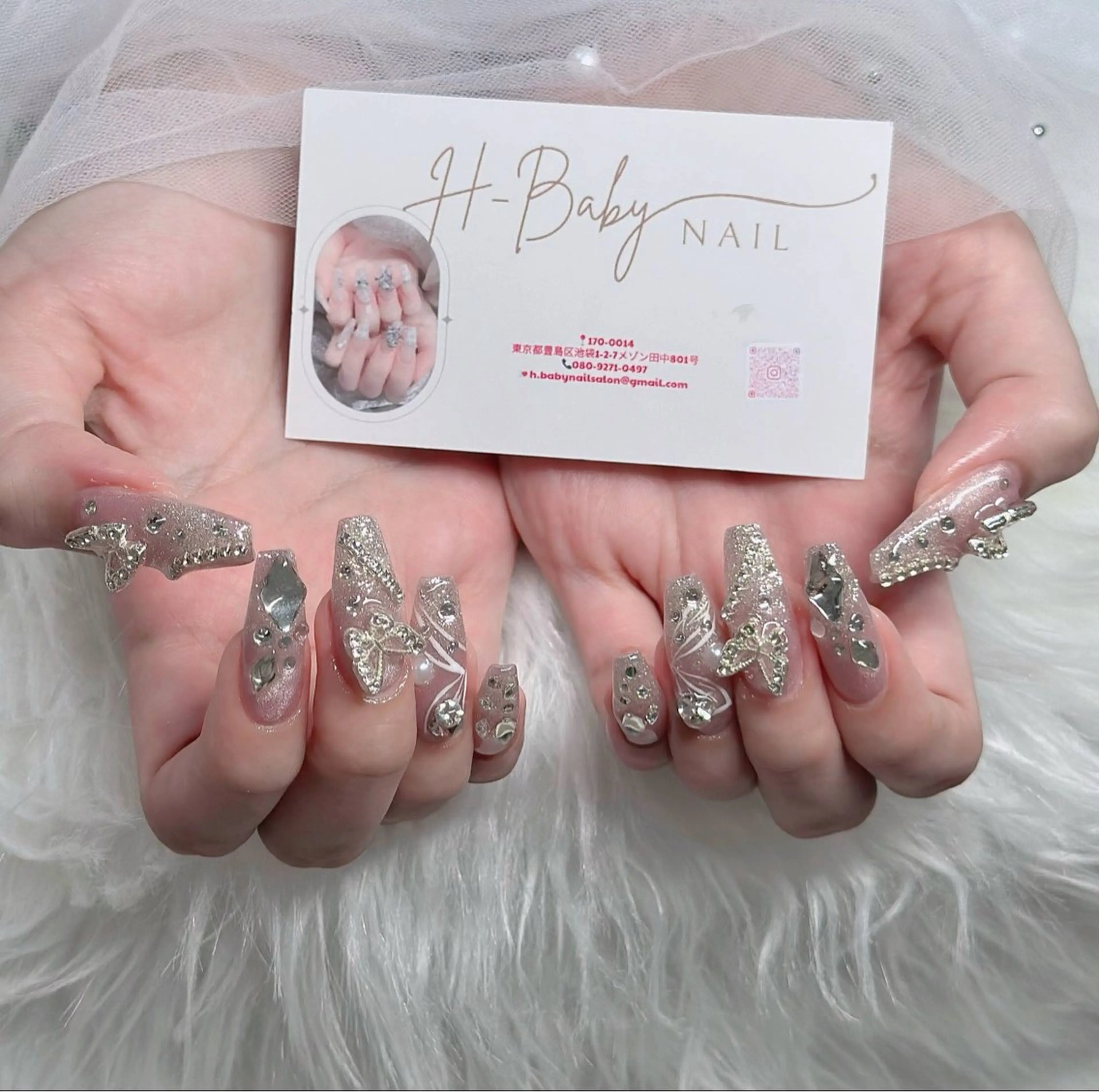 ネイル フレンチネイル ジェルネイル ガラスフレンチ ハロウィン ハート ハンドネイル H.baby Nail Salonのネイルデザイン