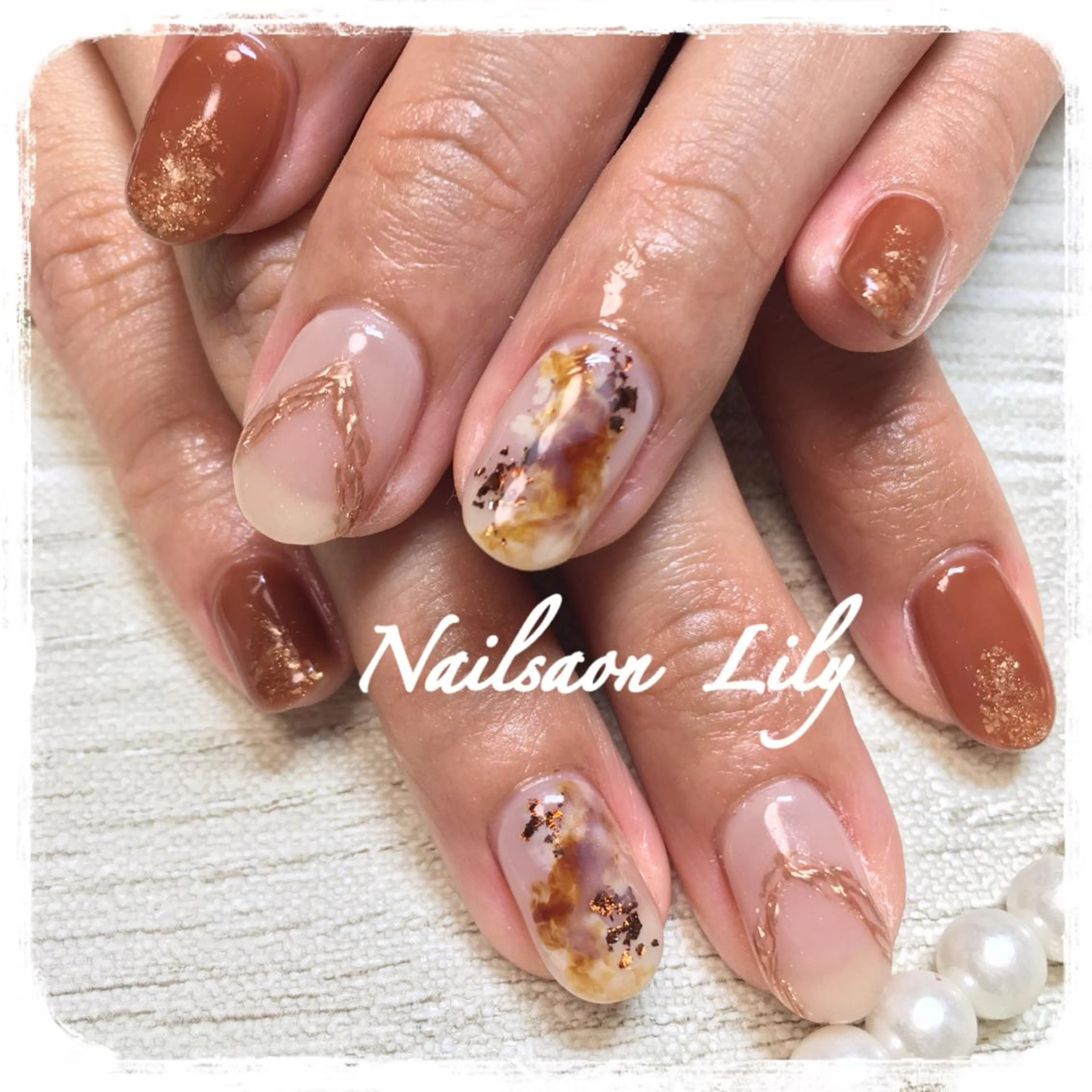ネイル 大理石ネイル(マーブル) ニュアンスネイル ハンドネイル Nailsalon Lilyのネイルデザイン