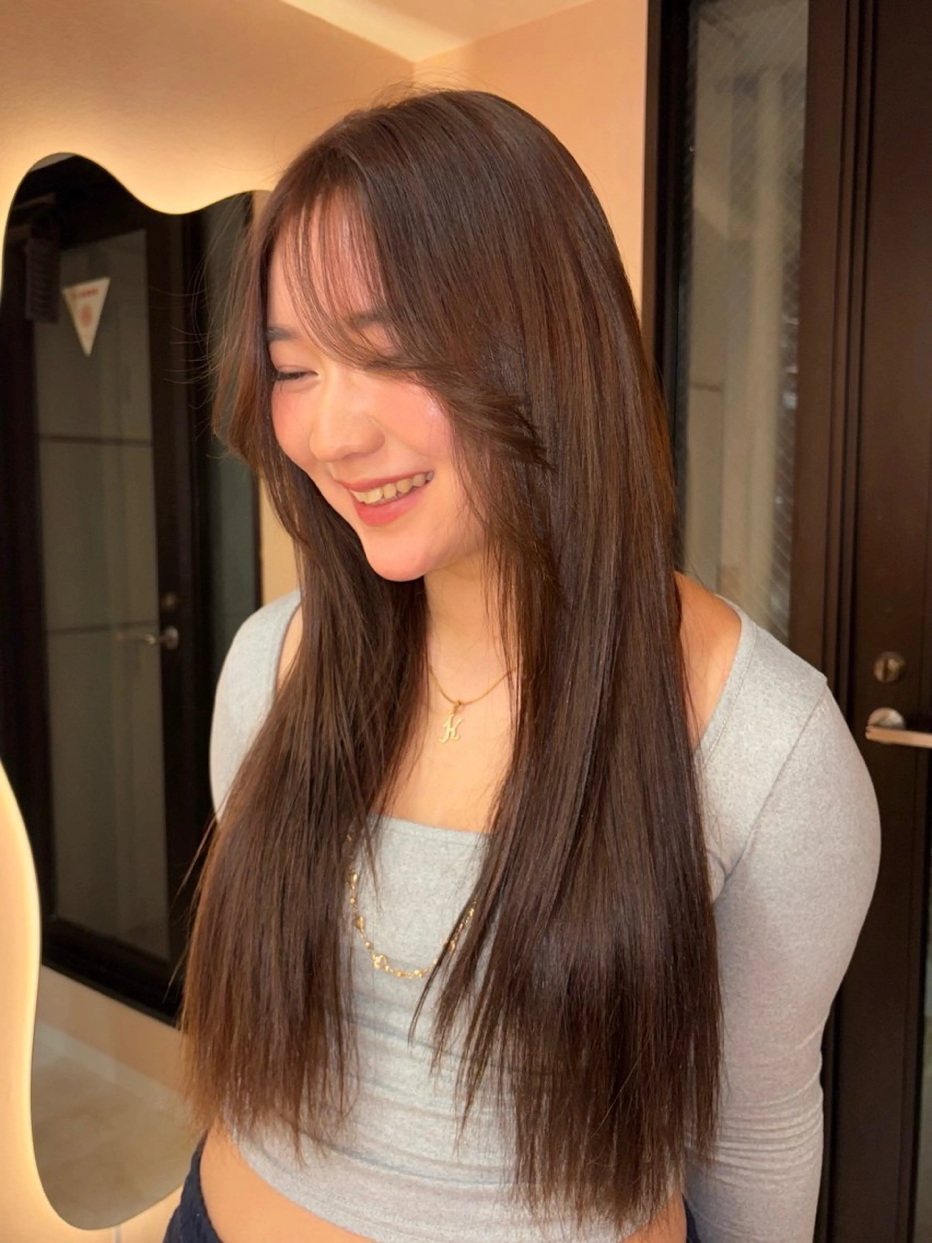 ロング カラー グレージュ ハイトーンカラー ヘアカラー 渋谷 暖色カラー ♥ haruのヘアスタイル