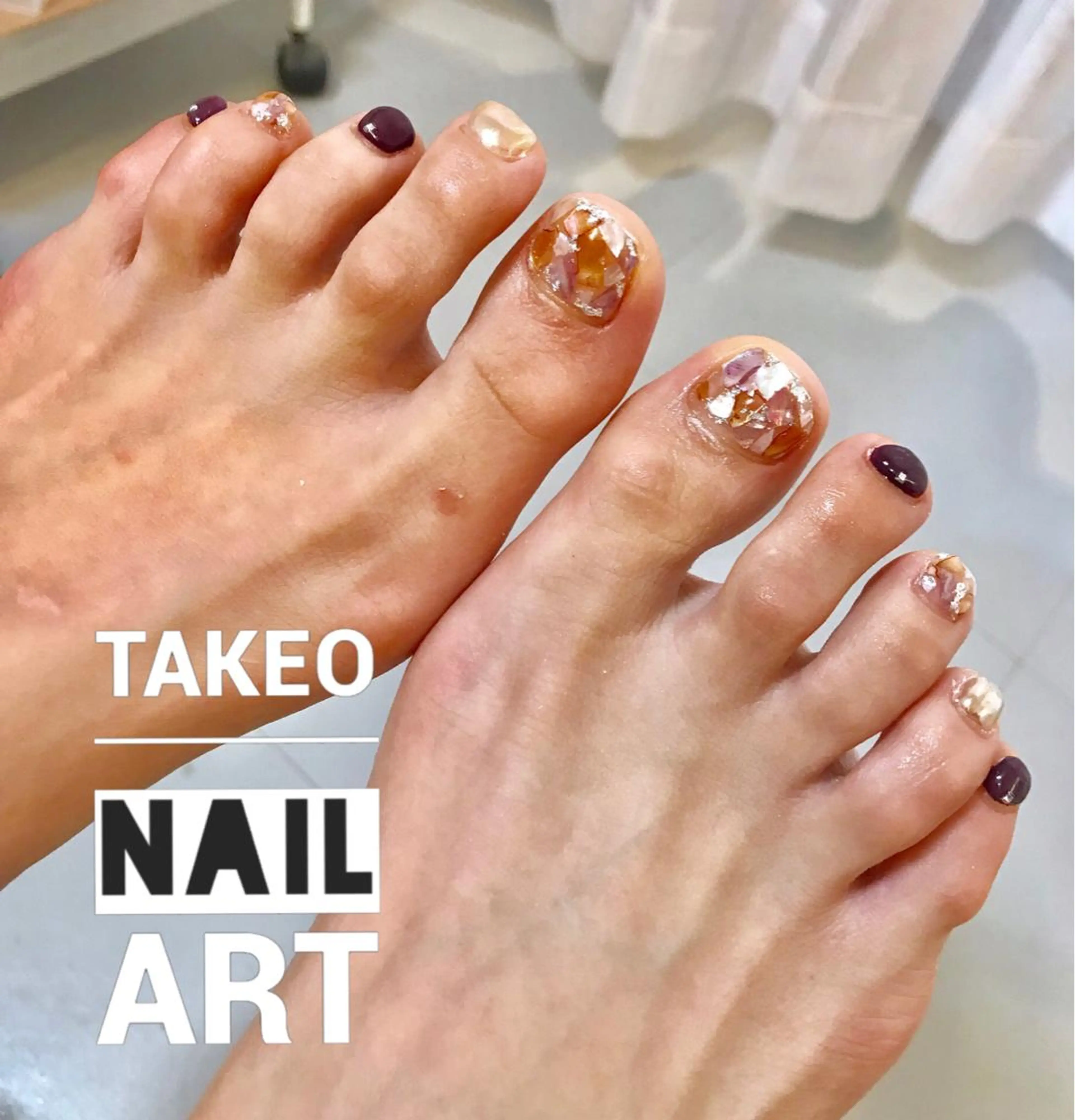 ショート ネイル ブラウン nail&eye Aoのマツエク・マツパデザイン