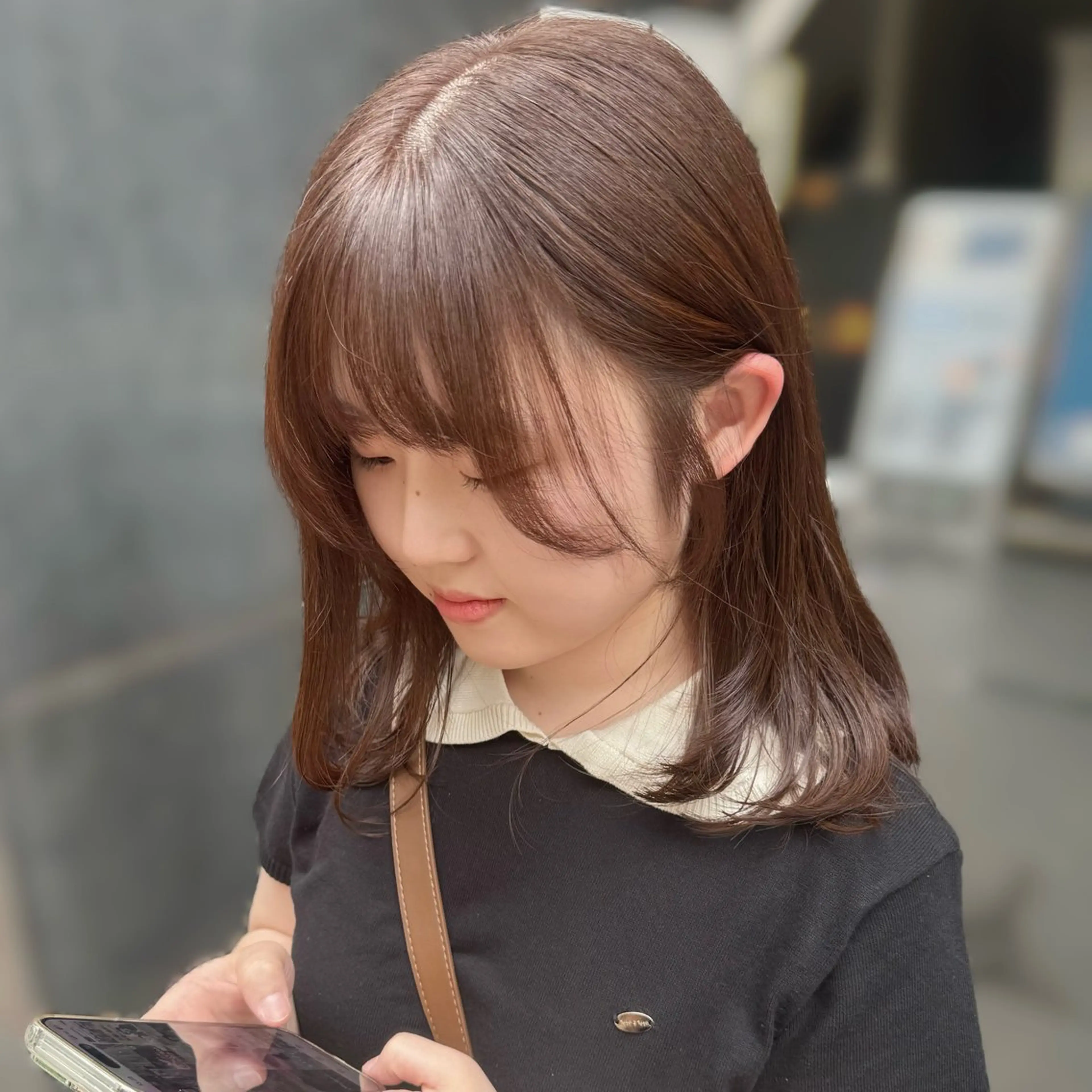 ミディアム カラー たぴ。ぱつっとボブ /暖色艶カラー🍒のヘアスタイル