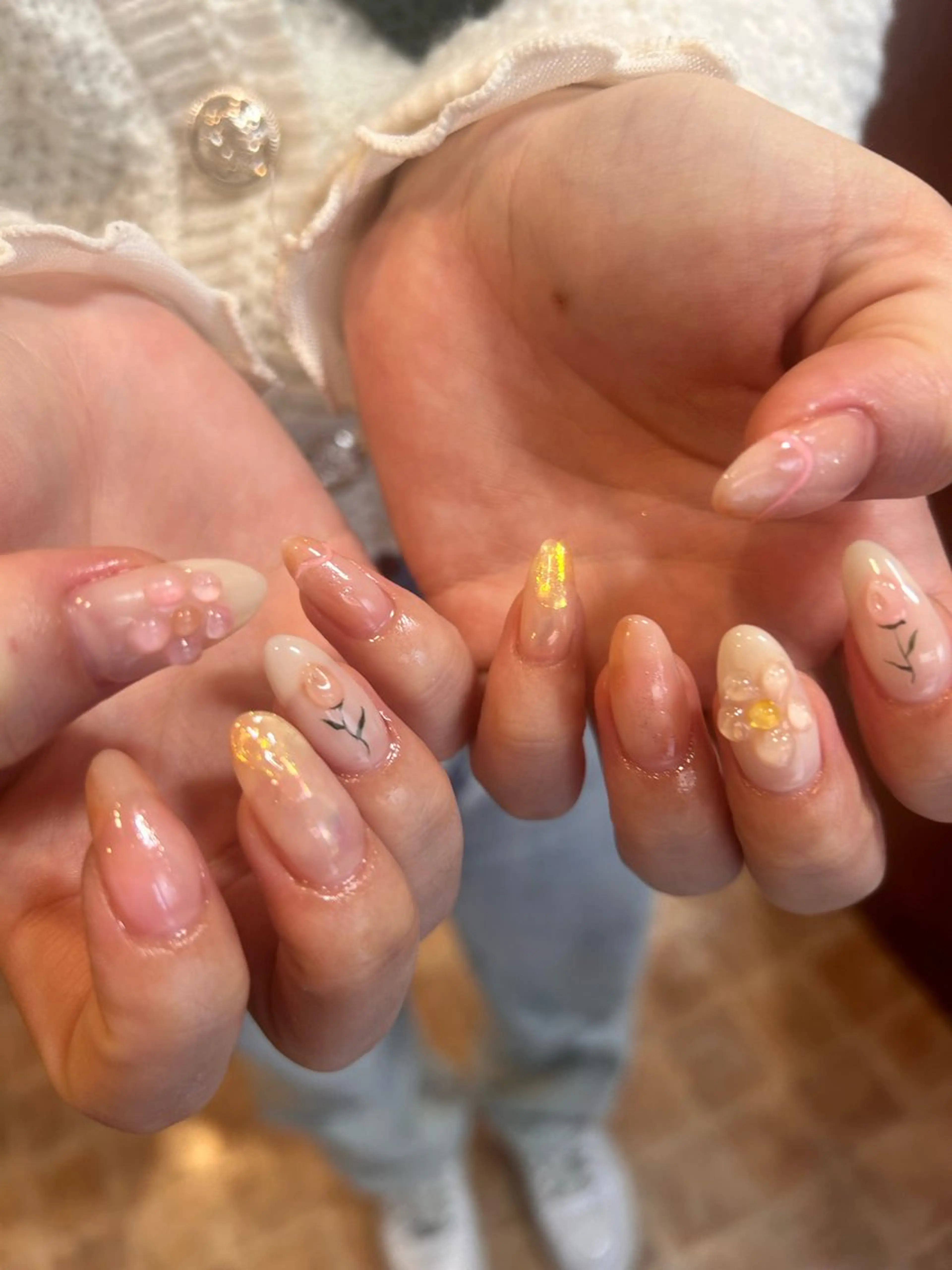 ネイル 持ち込み パステルネイル ぷっくりネイル 春ネイル sun.lino所属・小野寺 千尋のネイルデザイン