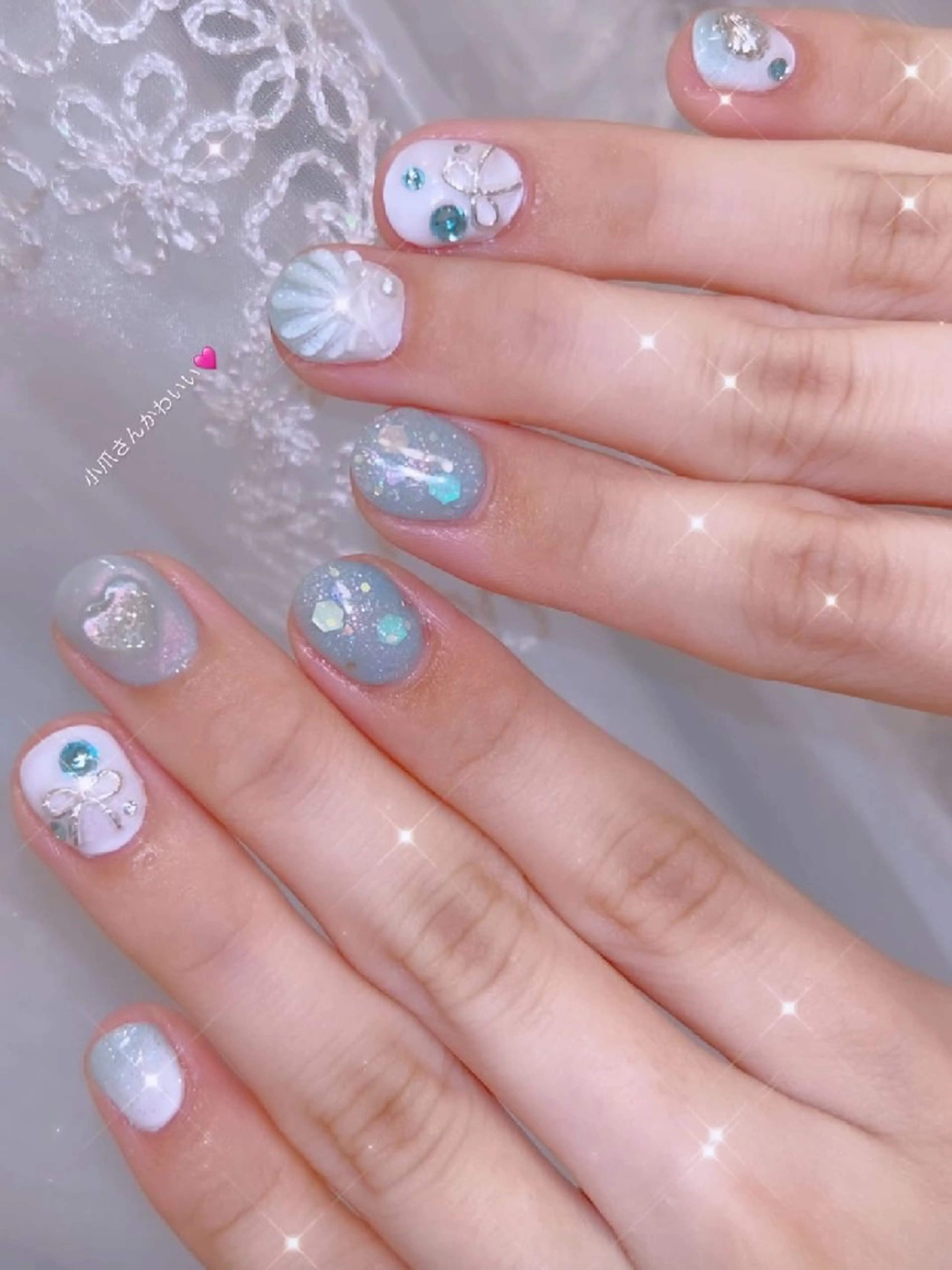 ネイル 長さ出し ジェルネイル 韓国ネイル マグネットネイル ニュアンスネイル ハンドネイル I LOVE ME  NAIL.｡.:*♡のネイルデザイン