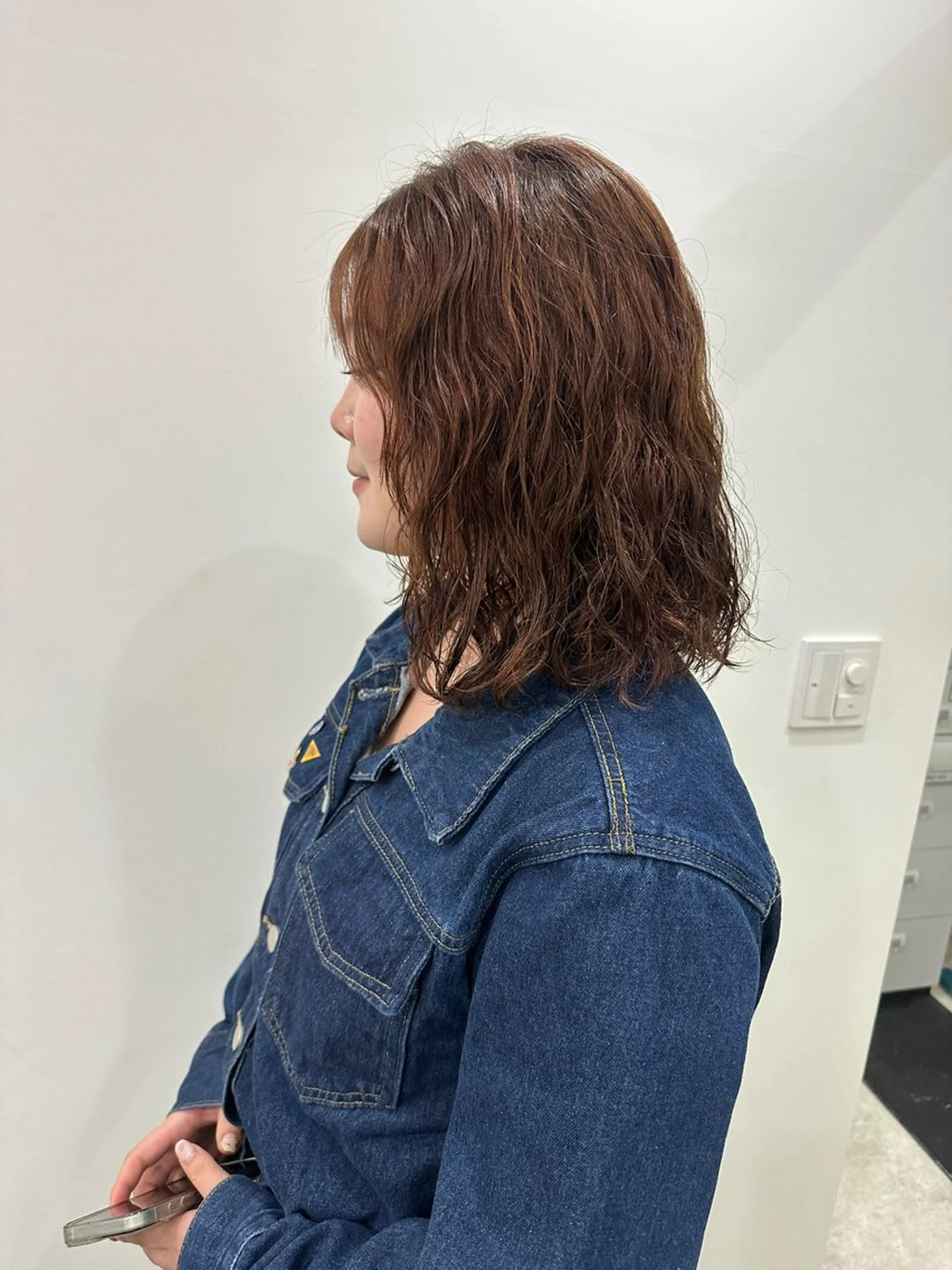 ミディアム カラー パーマ ブラウンカラー ピンクカラー ピンクブラウン レイヤー/ナチュラル 💐nao.のヘアスタイル