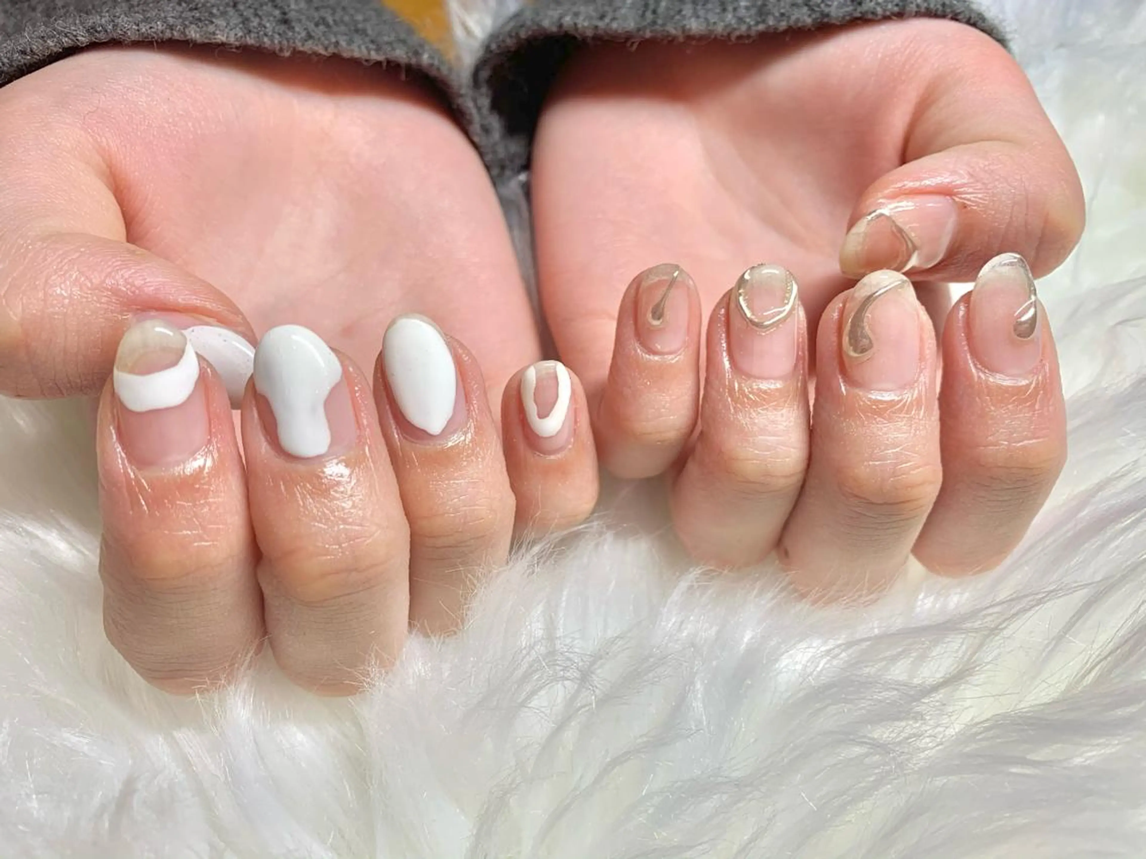 ネイル クリアネイル ミラーネイル ニュアンスネイル aime 中崎町のネイルデザイン