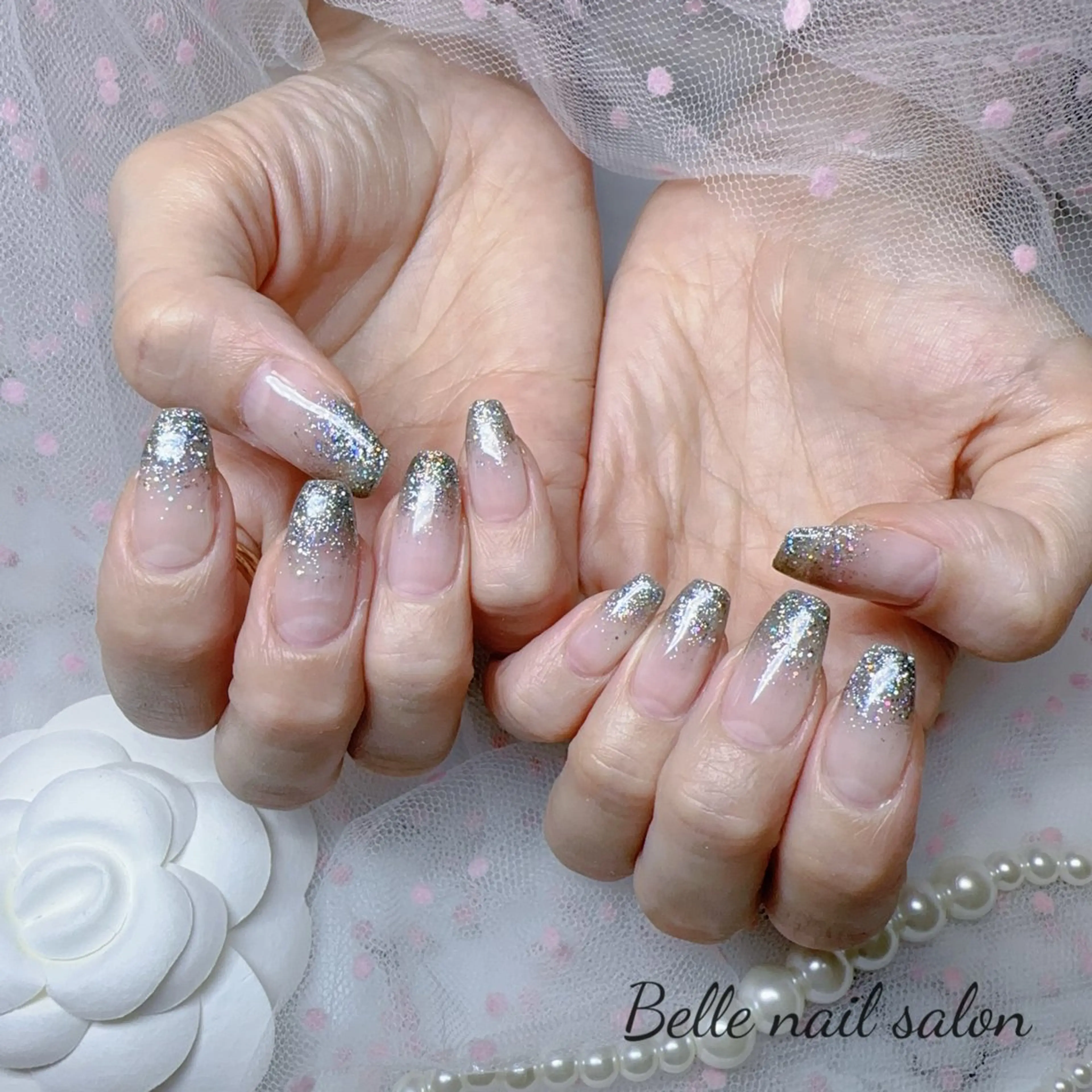 ネイル オーロラネイル フットネイル グラデーション 韓国ネイル ラメ(グリッター) ハンドネイル Belle nail salon 新小岩のネイルデザイン