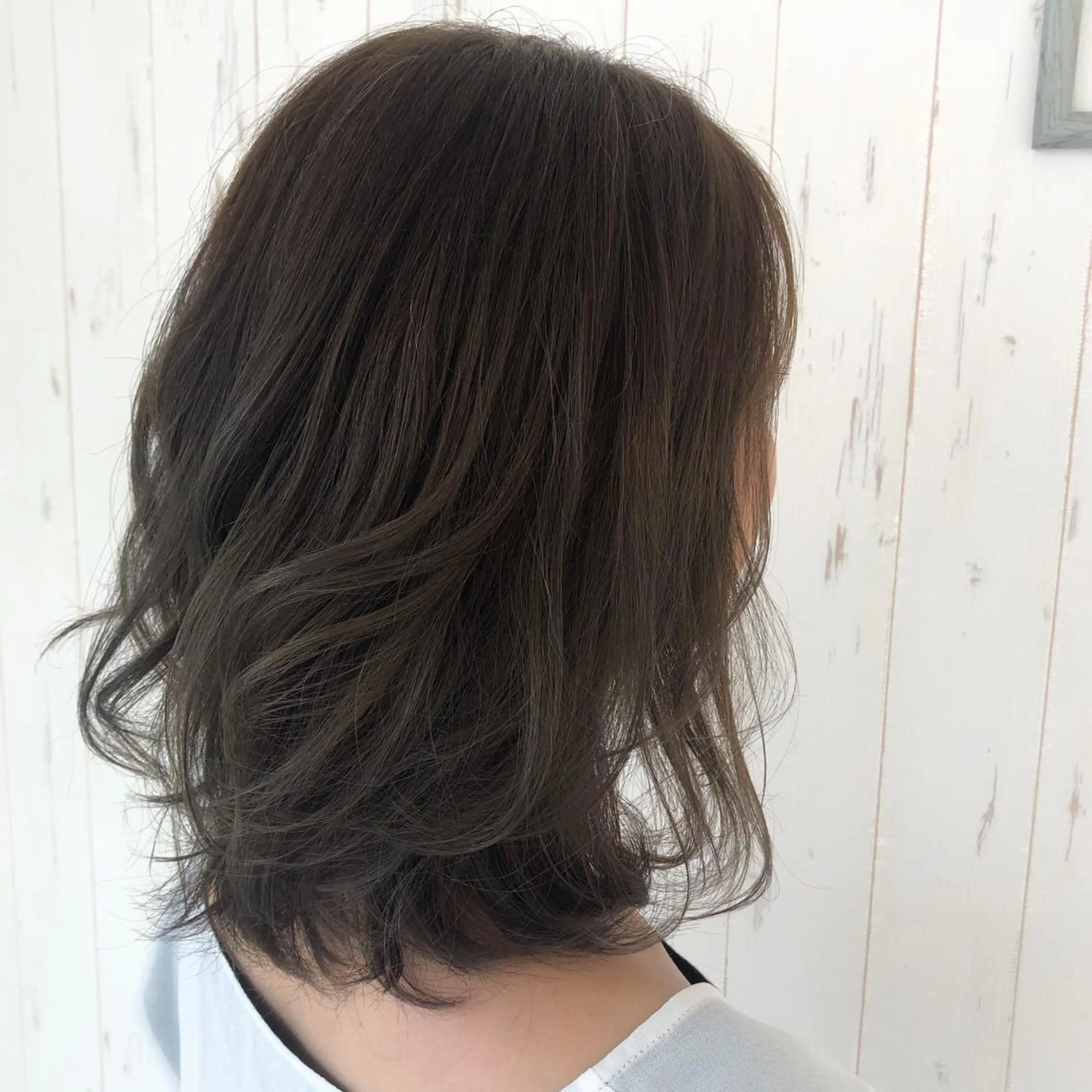 ミディアム カラー パーマ ボブ/透明感カラー 🤍永田真穂のヘアスタイル