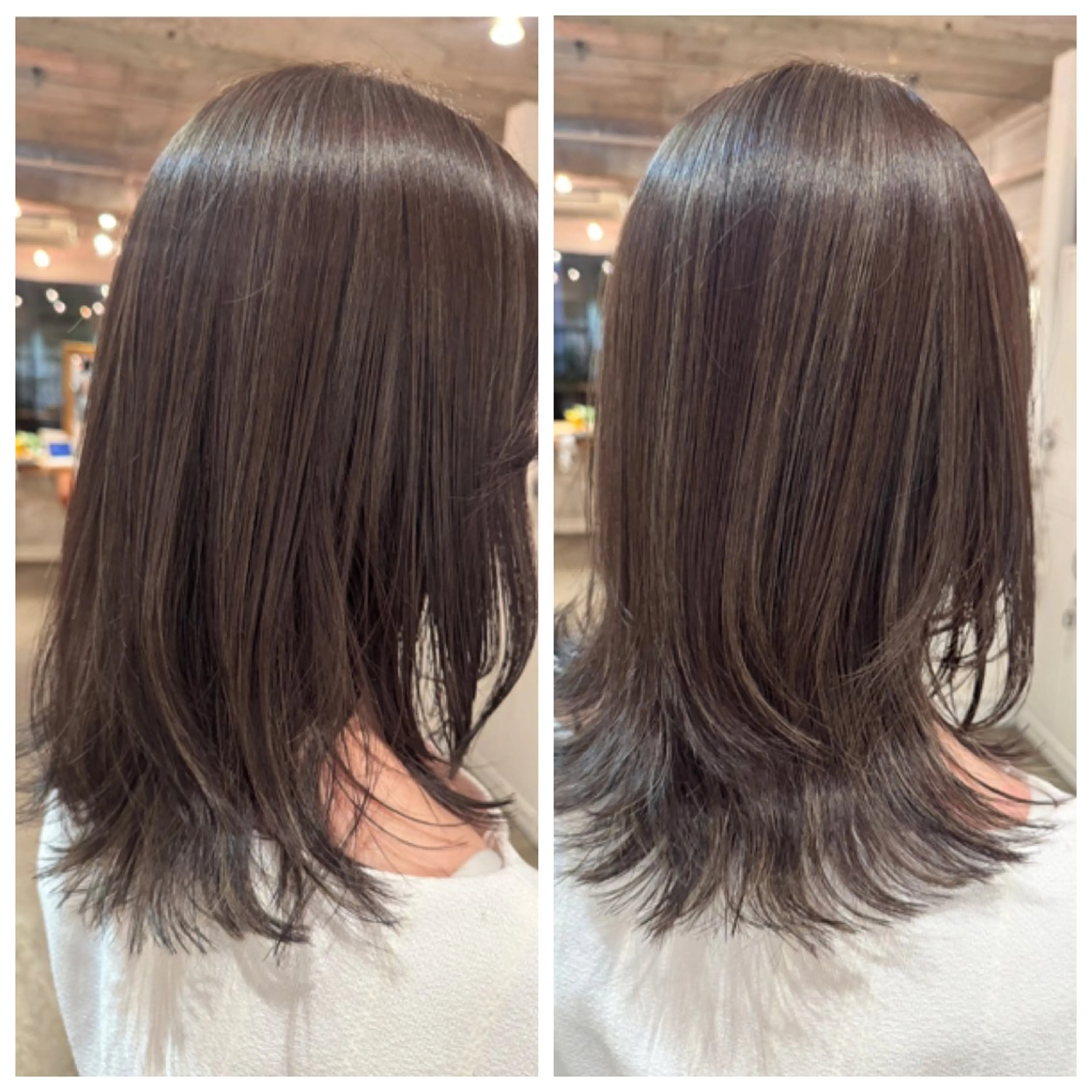 ミディアム カラー ハイライトカラー ハイライト レイヤーカット カット ヘアカラー トリートメント ハイライト/インナー /ブリーチ/レイヤーのヘアスタイル