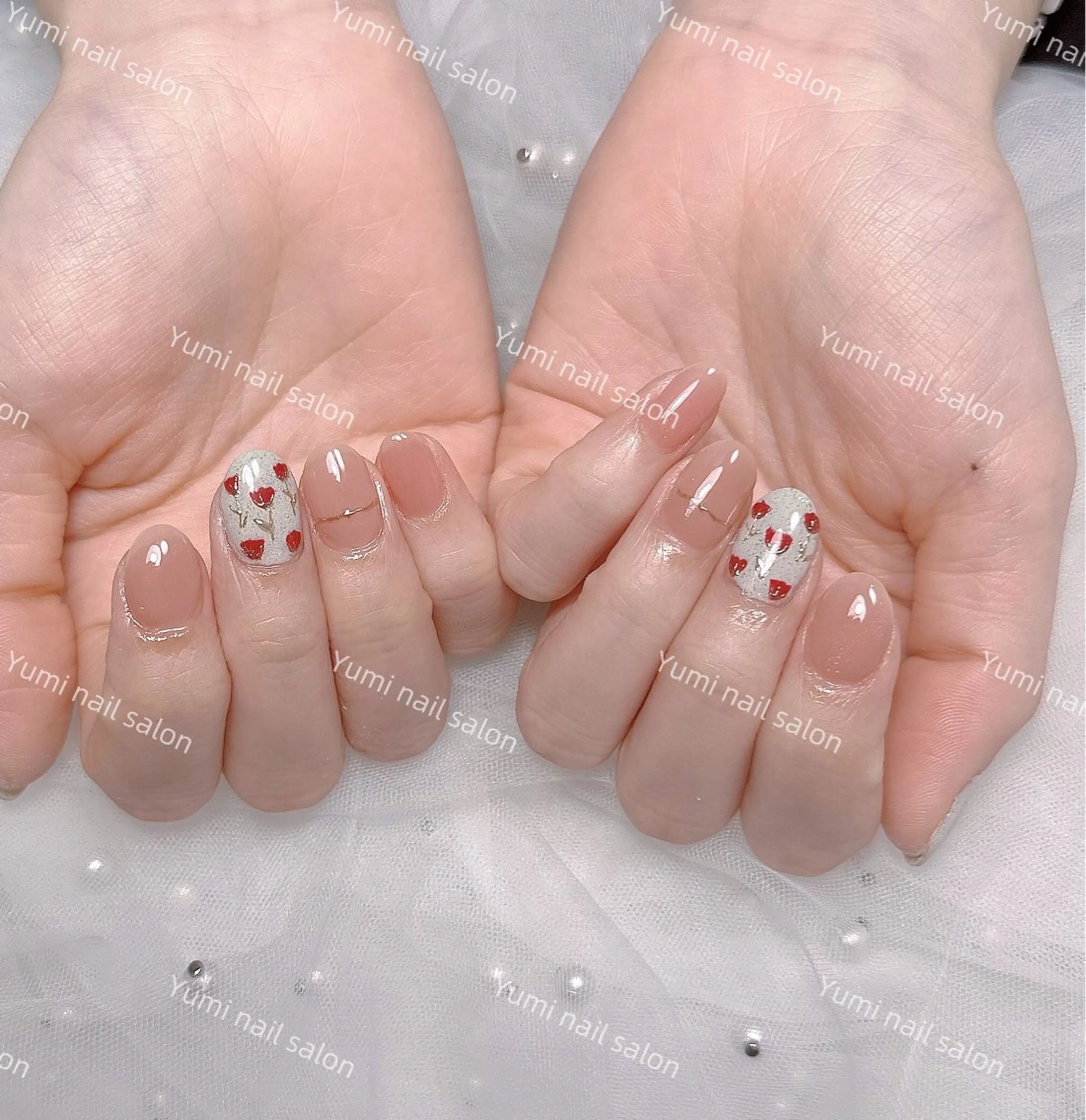 ネイル shineジェル& チップ長さだしのネイルデザイン