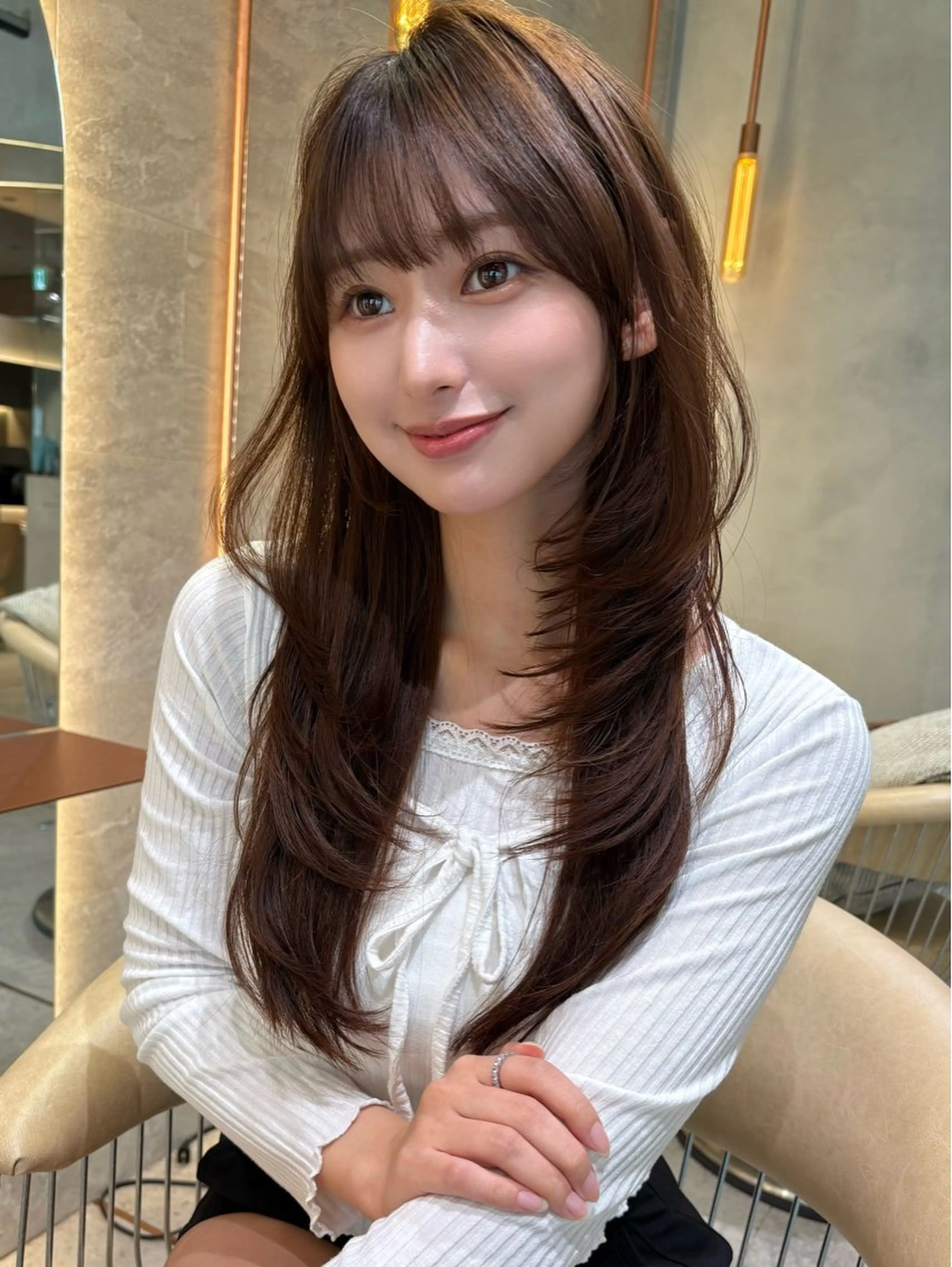 ロング カラー カット ヘアカラー トリートメント 髪質改善　ANFINI 仙台所属・仙台Ｉ韓国レイヤー Ｉ髪質改善Ｉ伊藤拓海のヘアスタイル