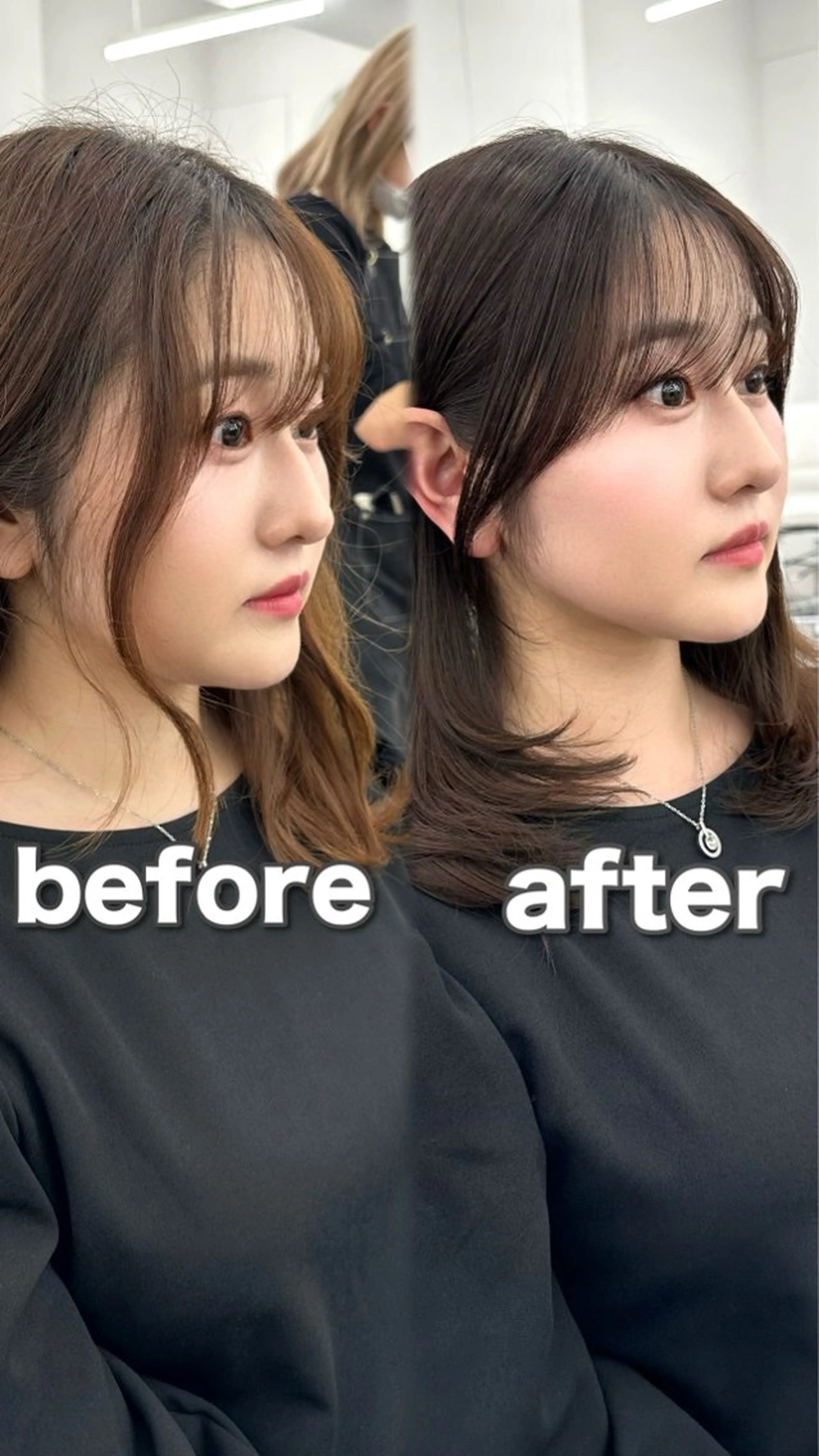 セミロング カット ヘアカラー トリートメント ヘッドスパ ヘアセット 前髪顔まわりカット 🌈中村海聖のヘアスタイル