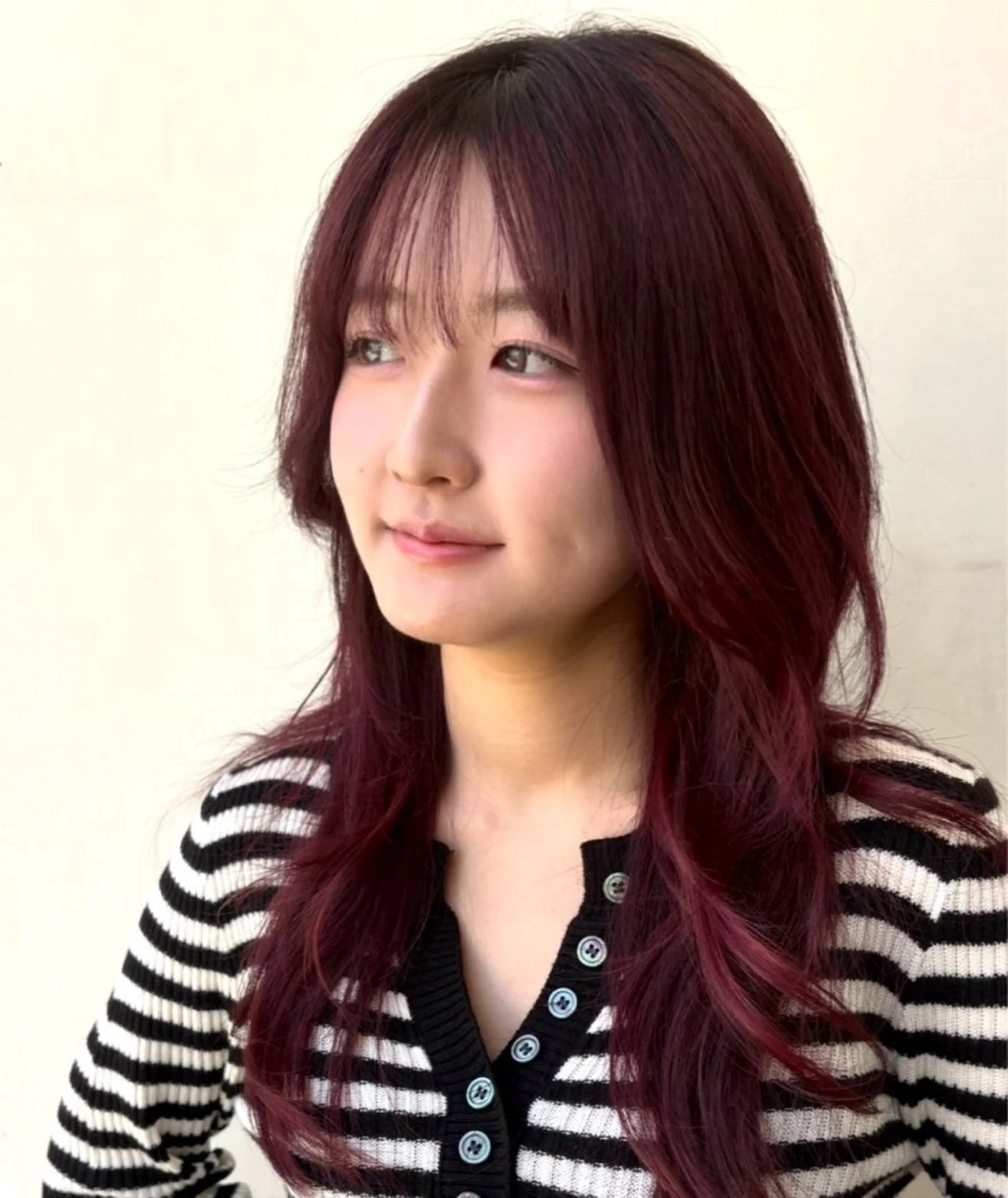 ロング カラー ブリーチ ブリーチなしカラー いもの こはるのヘアスタイル