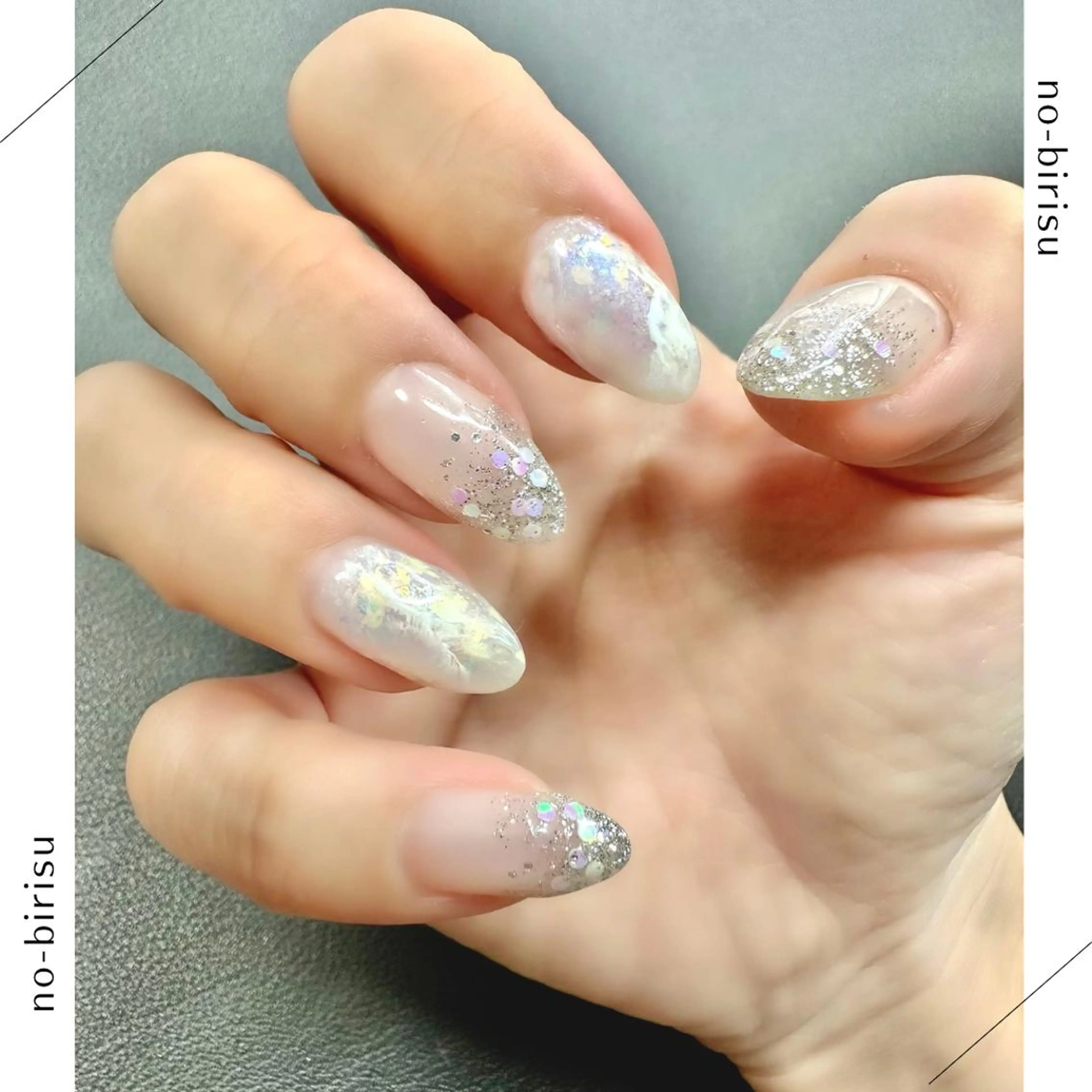 ネイル グラデーション ラメ(グリッター) ラメグラデーション ワンカラーネイル ハンドネイル no-birisu nailのネイルデザイン