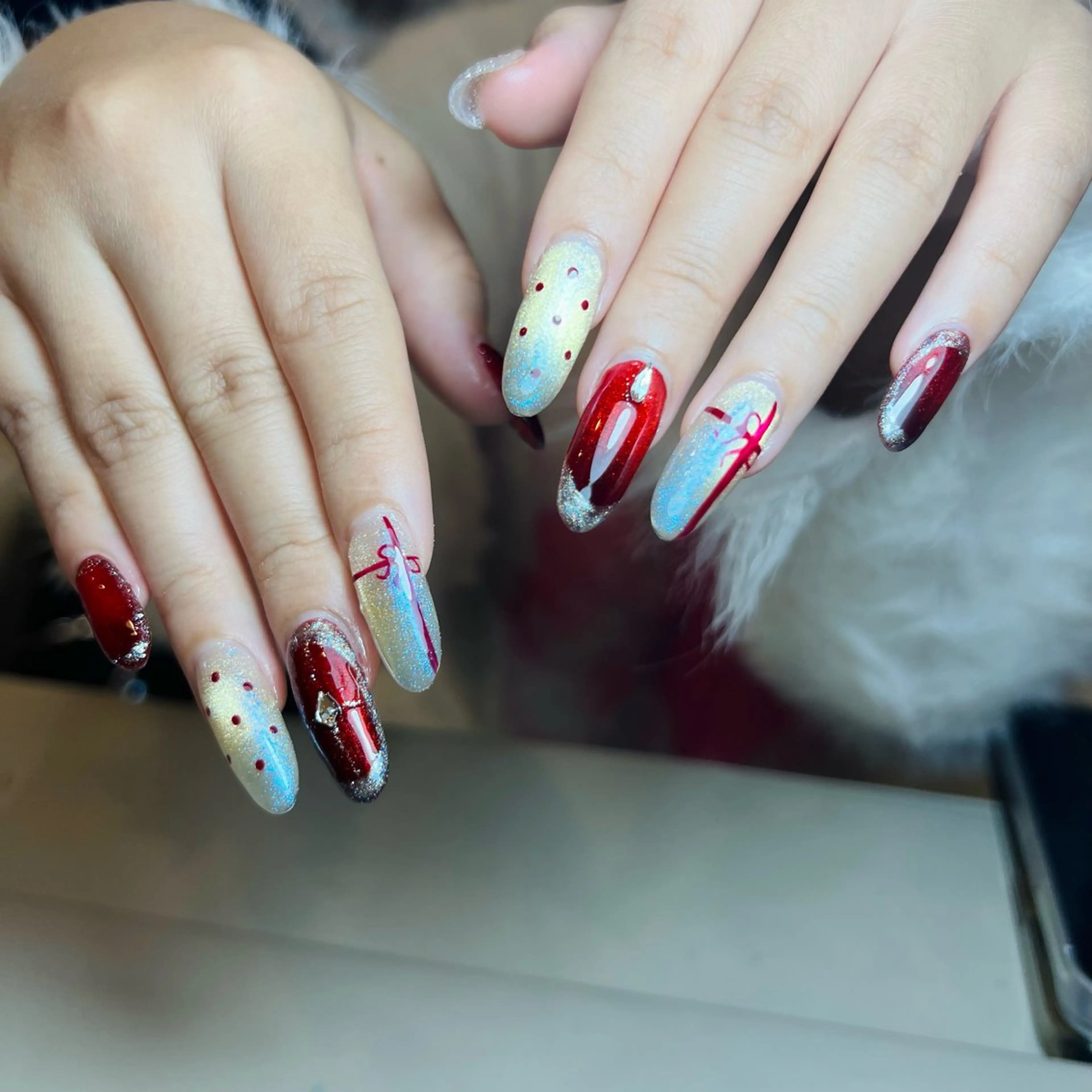 ネイル ツイードネイル 冬ネイル クリスマス YO YOのネイルデザイン