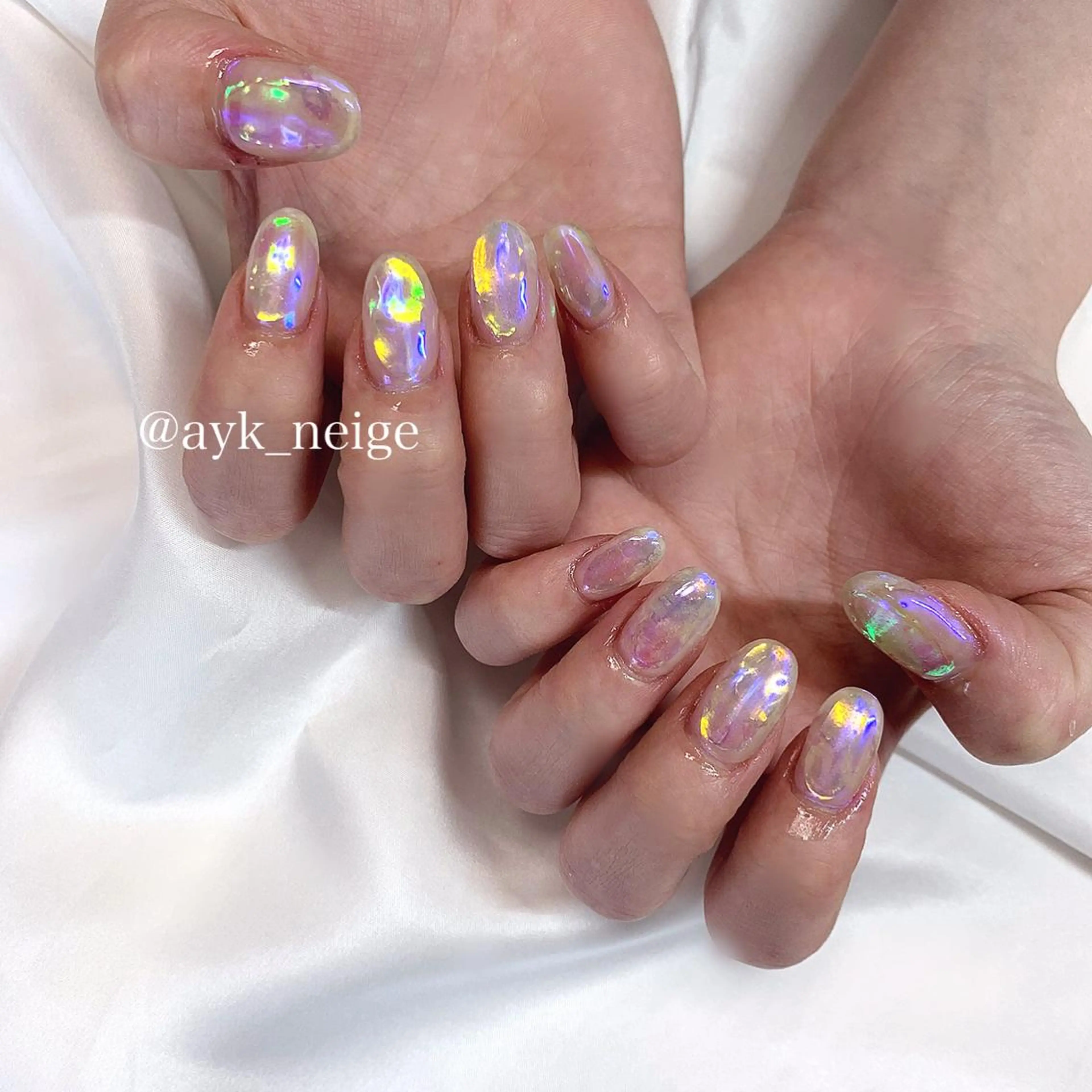 ネイル ハート 氷ネイル・うるうるネイル 韓国ネイル 冬ネイル n'eige nail所属・大谷 綾香のネイルデザイン