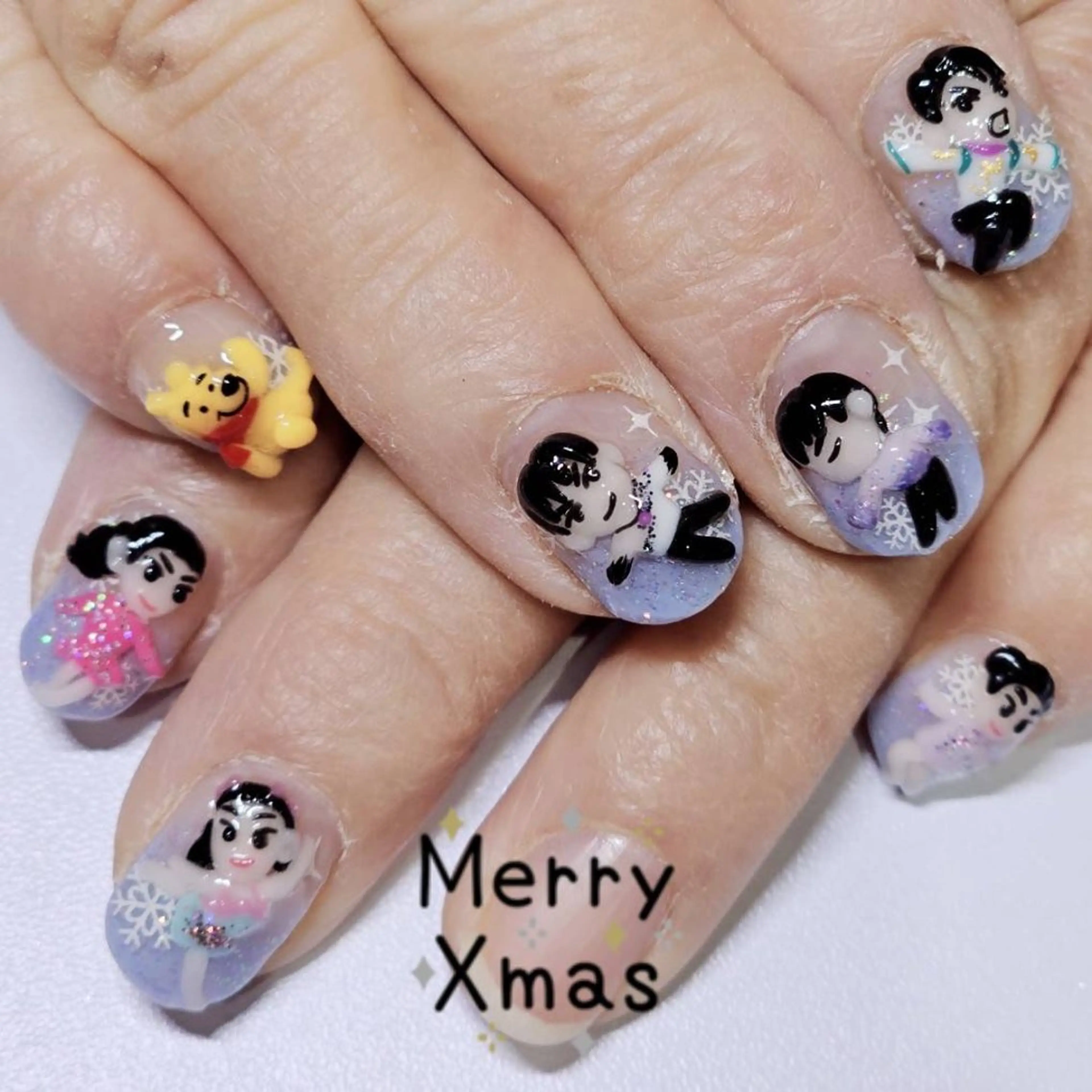 ネイル アートネイル ブルー クリアネイル グラデーション ラメ(グリッター) ハンドネイル よしだ ひろきのネイルデザイン