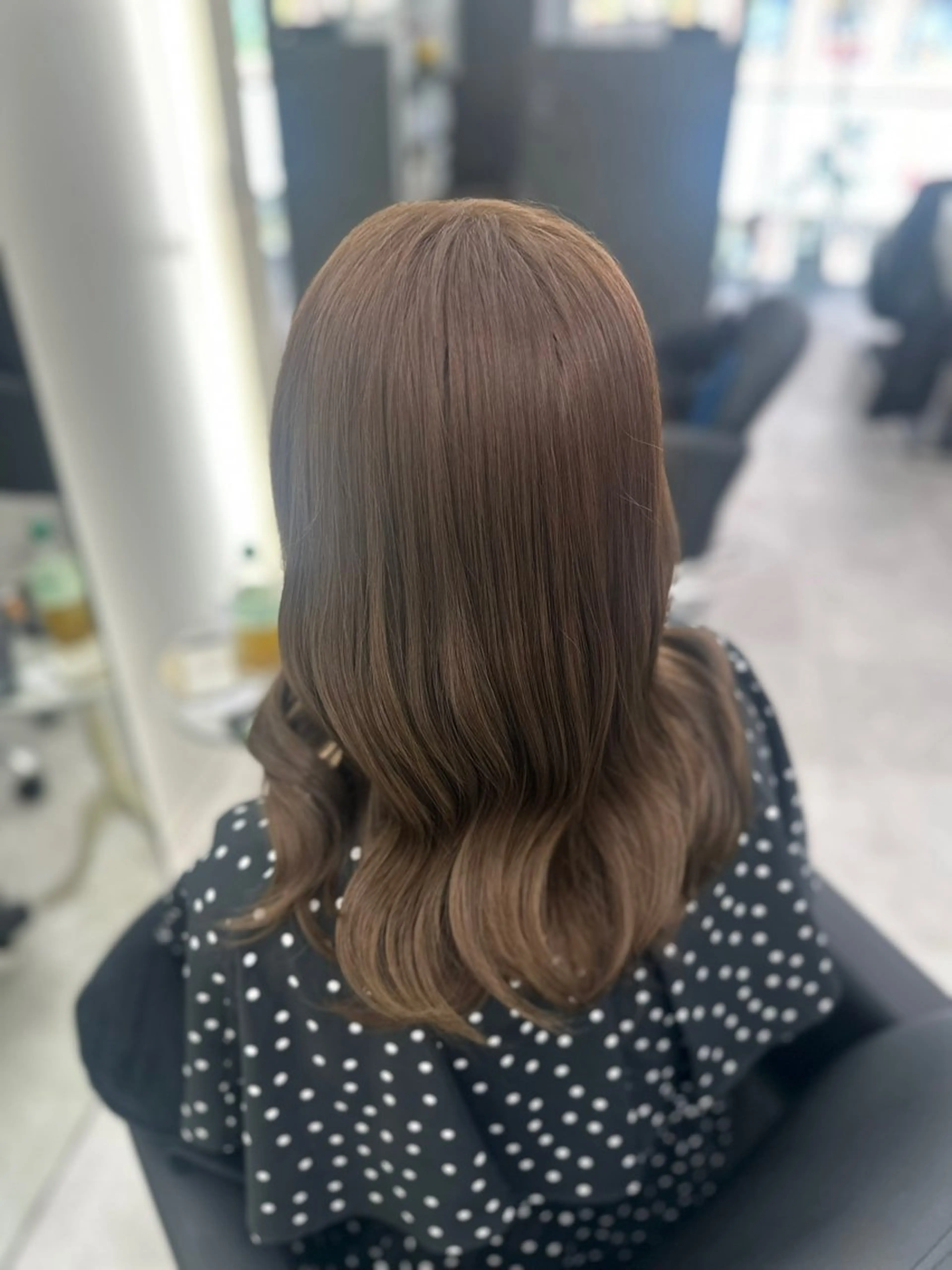 ロング カラー ベージュカラー オリーブベージュ カット ヘアカラー 縮毛矯正/艶カラー /髪質改善/なんばのヘアスタイル