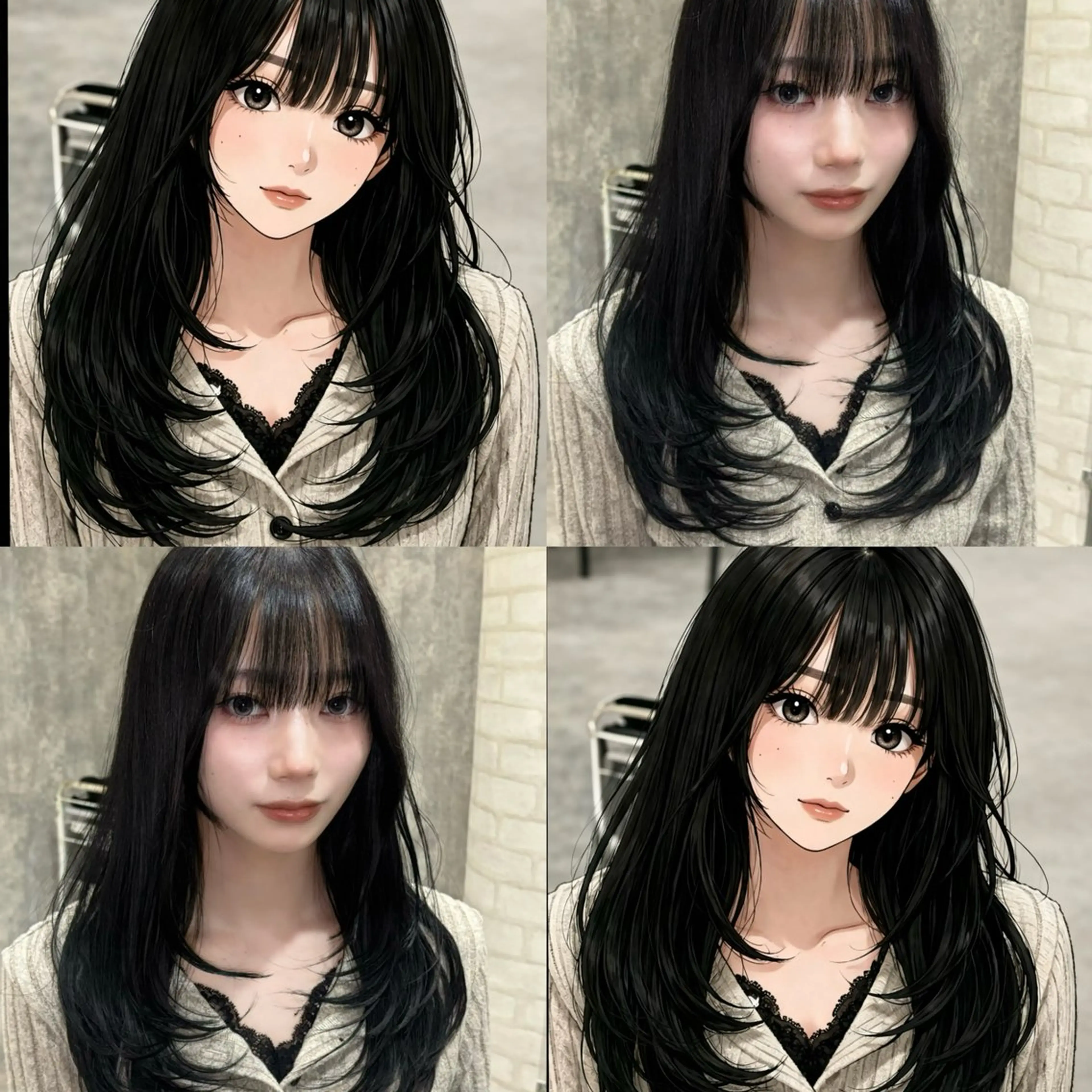 ロング ハッシュカット 韓国風ヘア レイヤーカット カット トリートメント タカト/レイヤー /流行ヘア/髪質改善のヘアスタイル