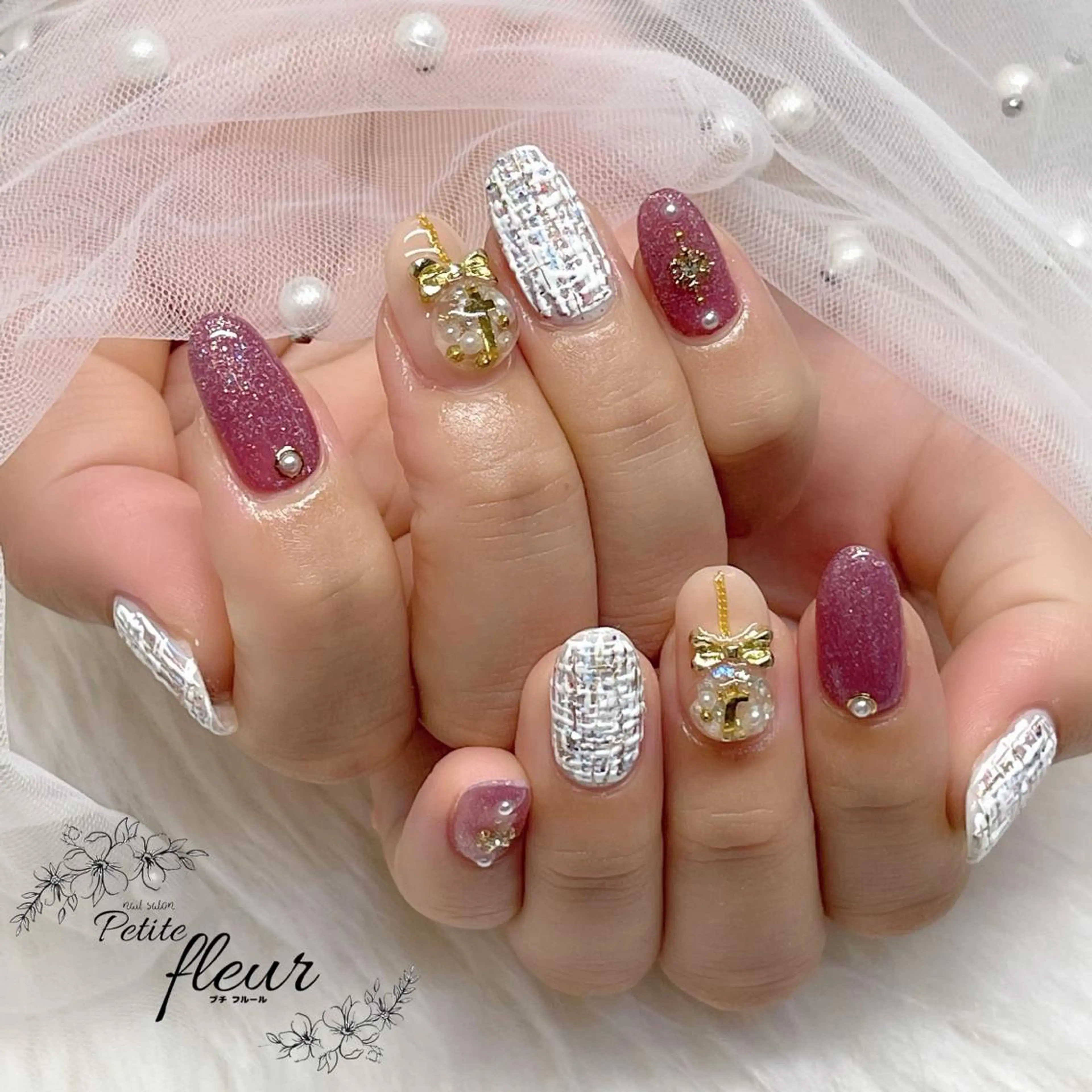 ネイル ツイードネイル ❁⃘*。Petite fleur❁⃘*りさのネイルデザイン