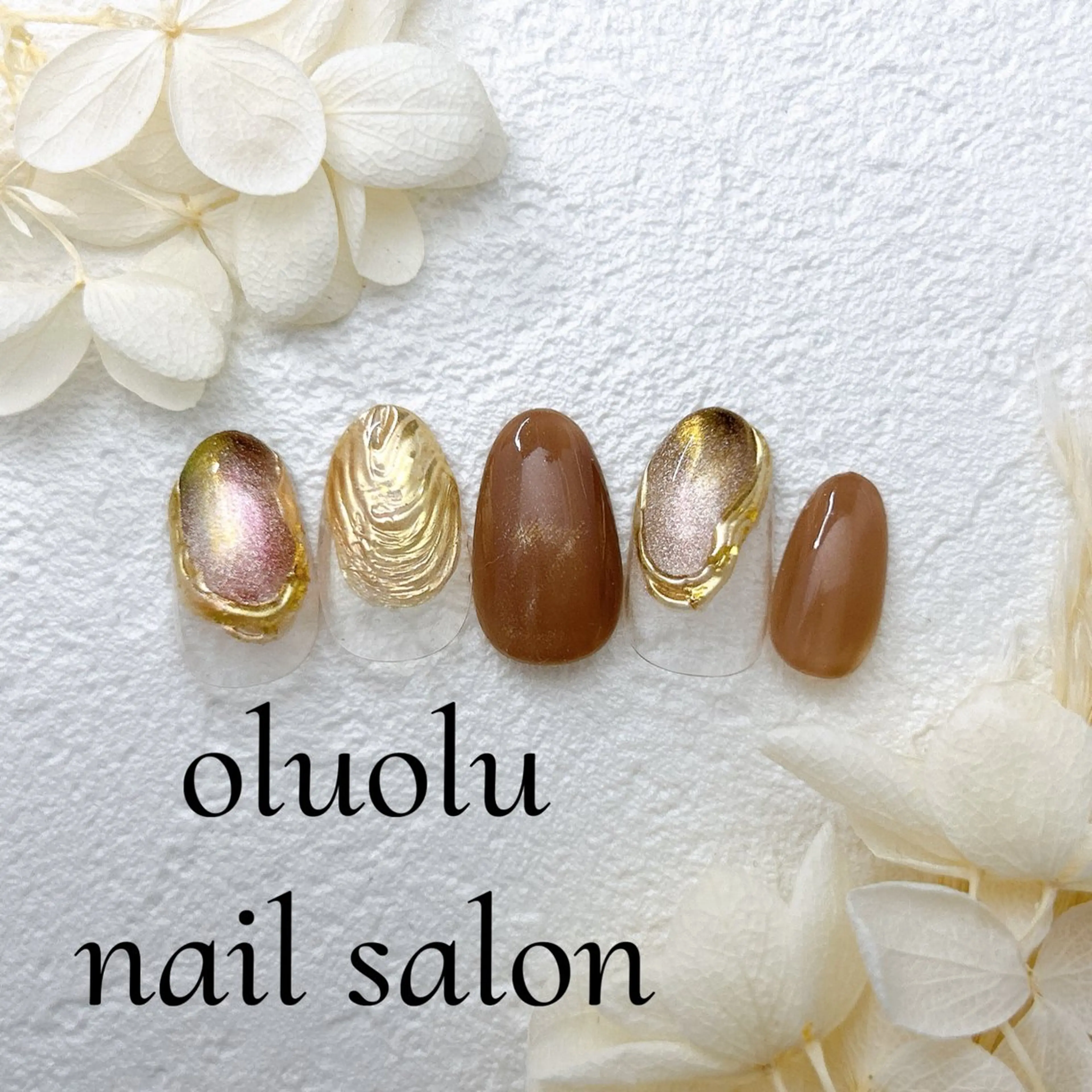 ネイル マグネットネイル ミラーネイル ニュアンスネイル oluolu nailsalonのネイルデザイン