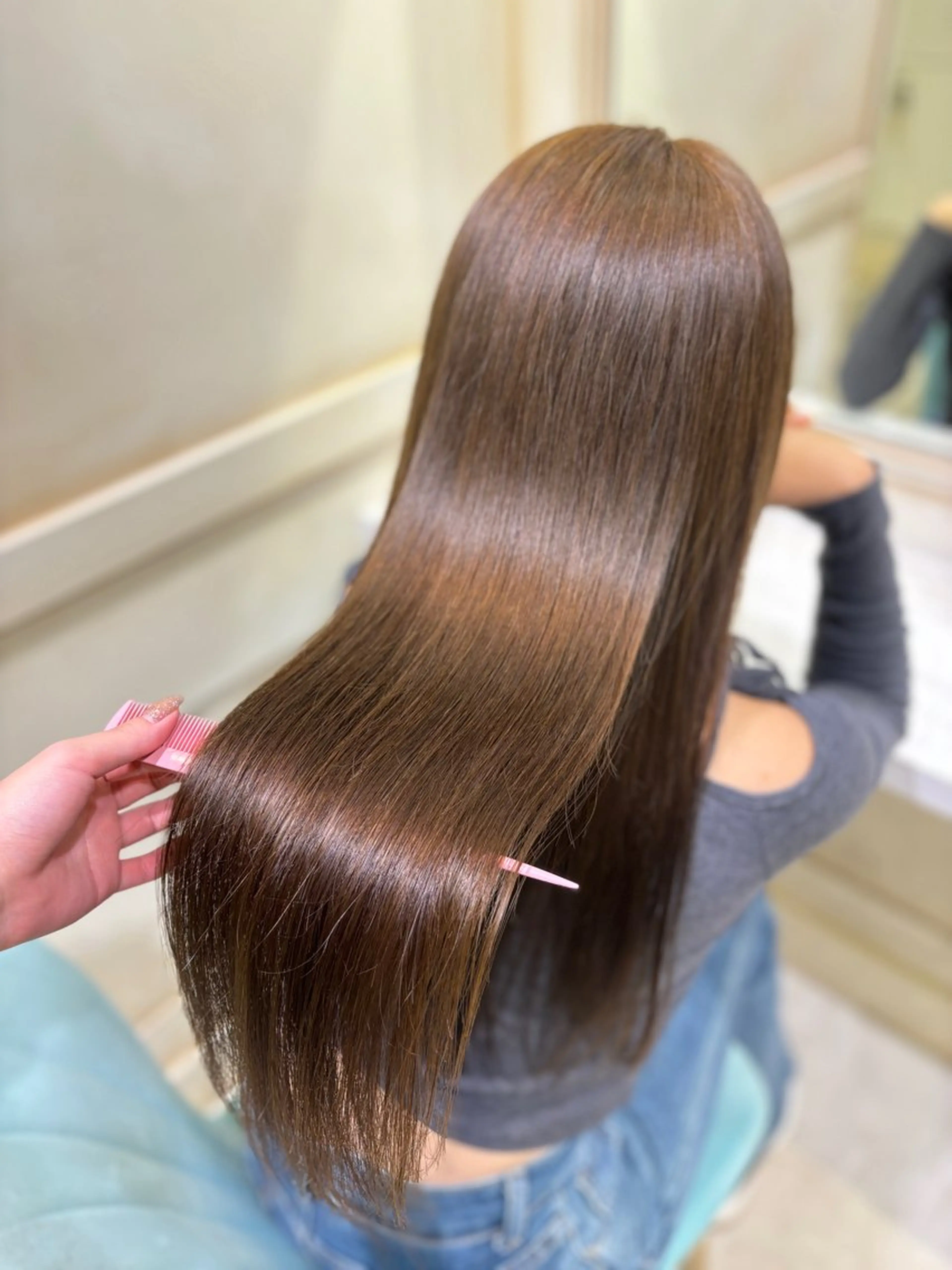 ロング カラー ベージュカラー ブリーチ ブリーチなしカラー オリーブベージュ 🌷ピンク/韓国風 暖色カラー ゆい🌷のヘアスタイル