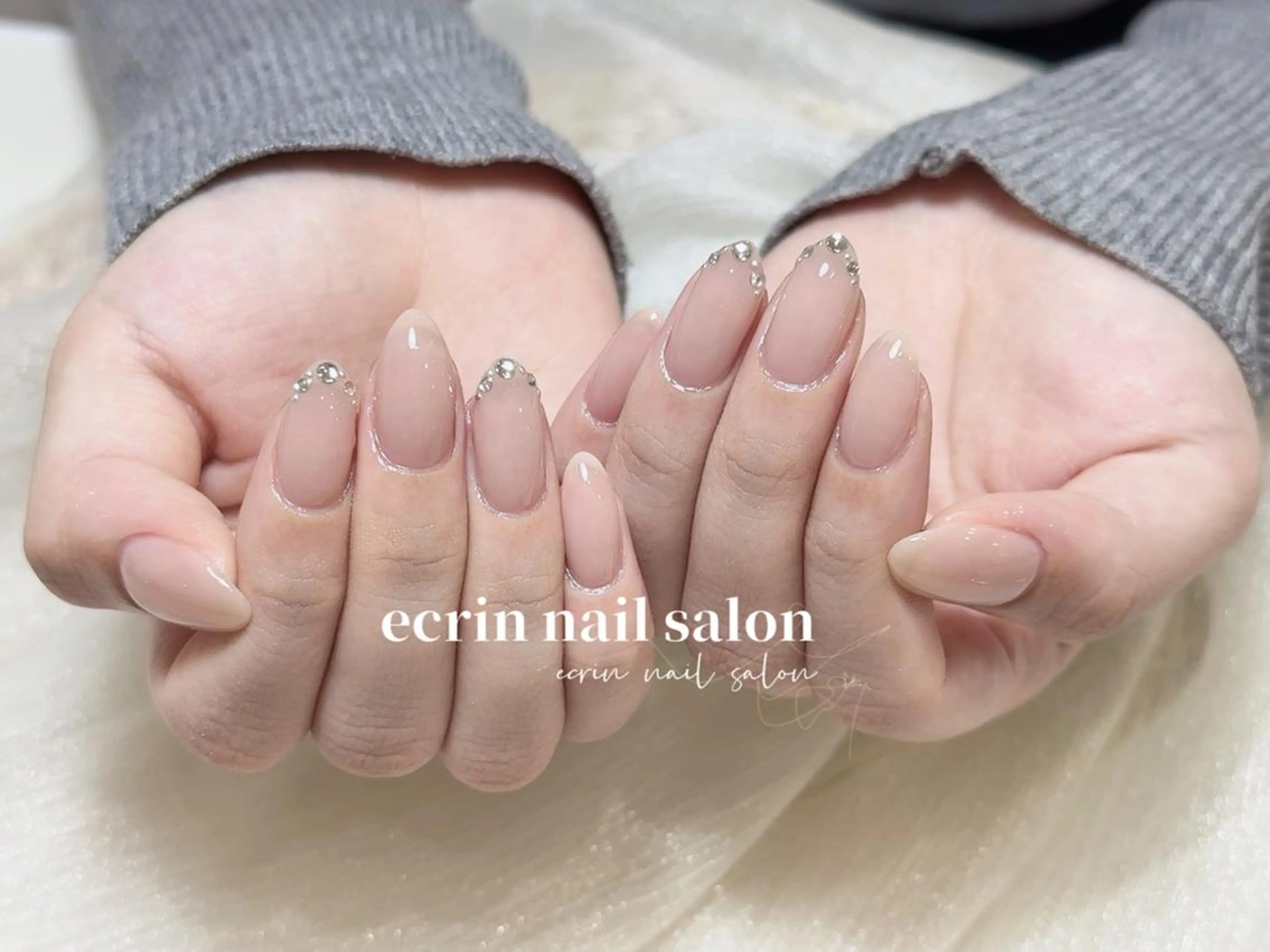 ネイル 韓国ネイル シンプルネイル ストーンネイル ワンホンネイル ハンドネイル ハンドケア ecrin nail 錦糸町(るい)のネイルデザイン