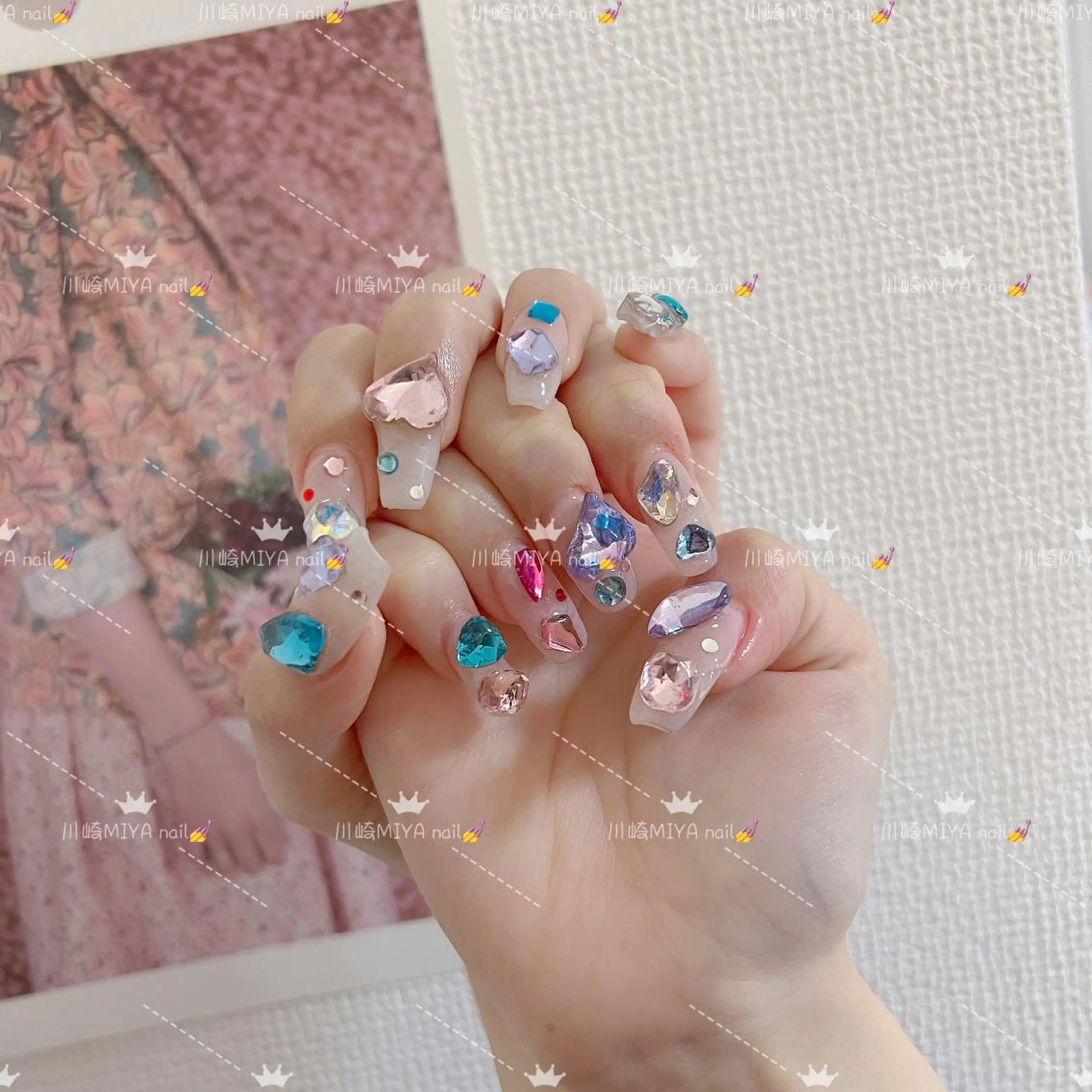 ミディアム ハンドネイル ハンドケア 💜MIYA nail川崎店のネイルデザイン