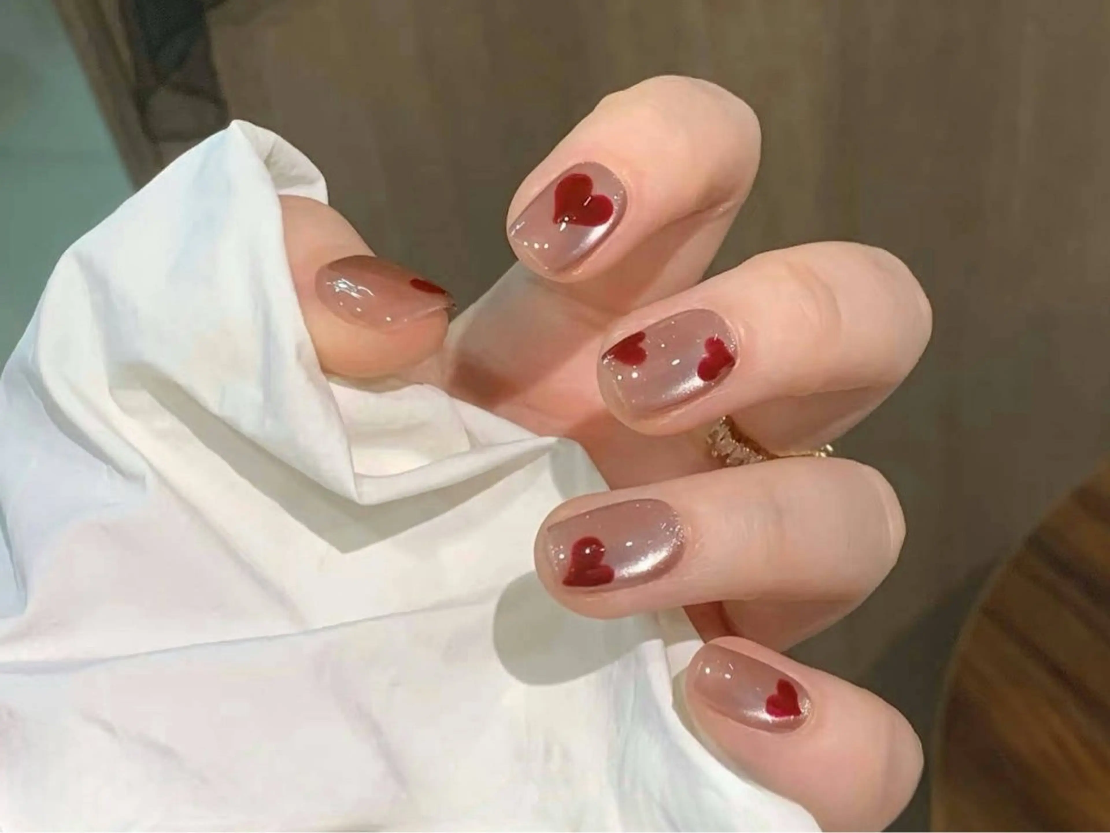 ネイル アートネイル ハート マグネットネイル バレンタイン ハンドネイル ハンドケア DarkHoney 池袋店のネイルデザイン