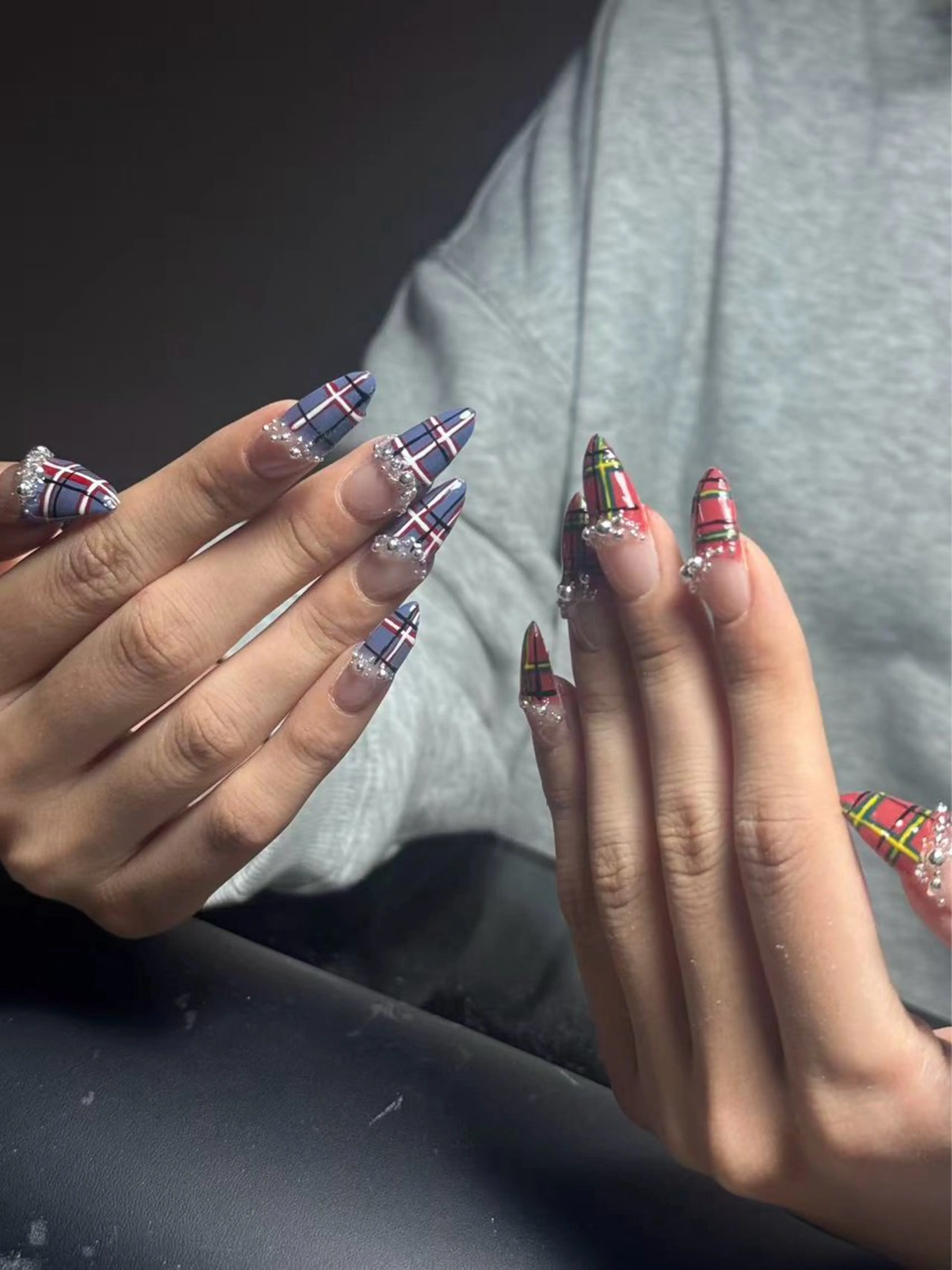 ネイル アニマル柄 ブルー ガーリー 韓国ネイル ロングネイル モンナ CCのネイルデザイン