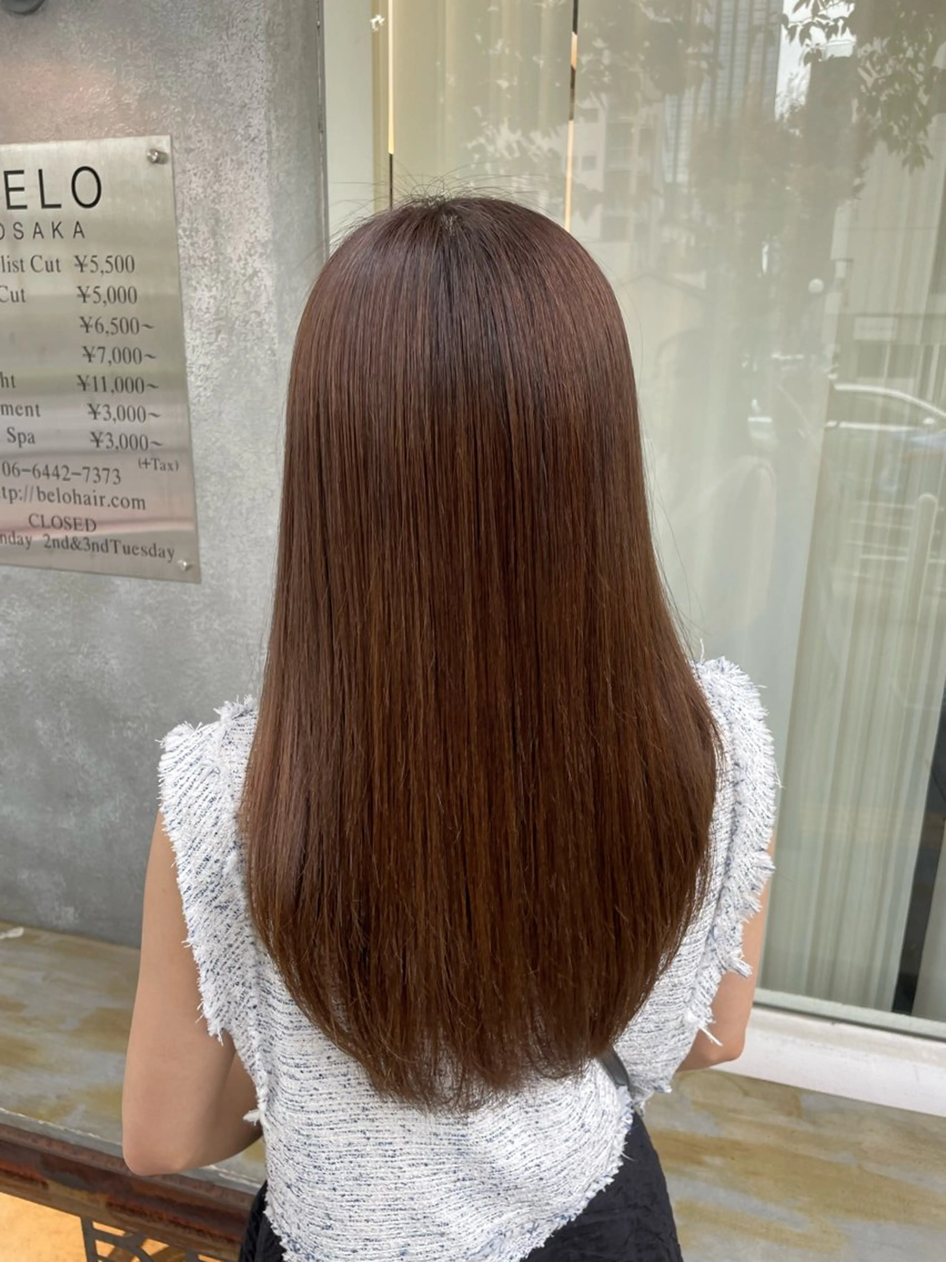 ロング カラー パーマ ベージュカラー ロング 酸性ストレート ストレートパーマ BELO/ yuzuのヘアスタイル