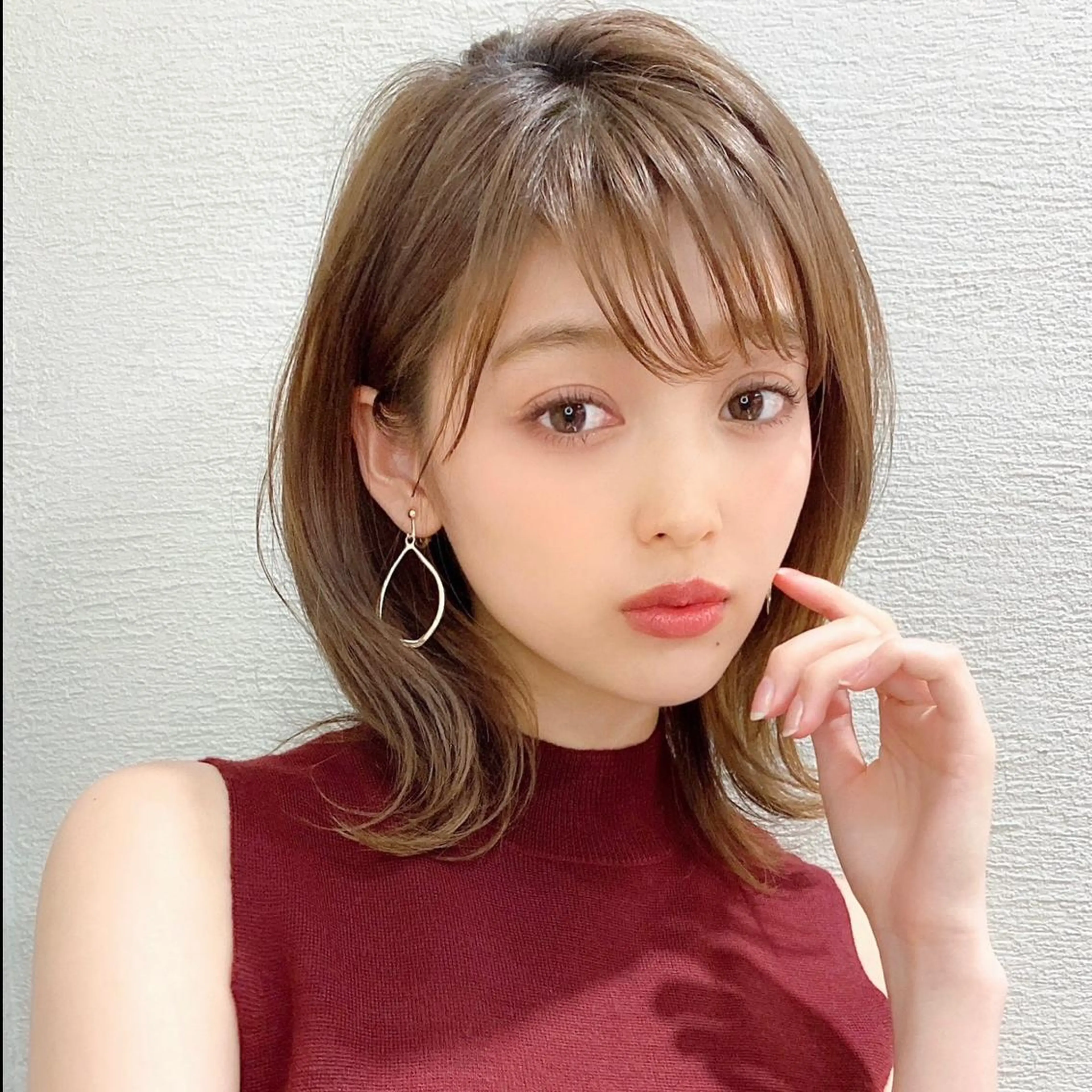 ミディアム カラー パーマ 小顔カット カット トリートメント モテ髪×トレンド💕 小顔レイヤー 金井のヘアスタイル