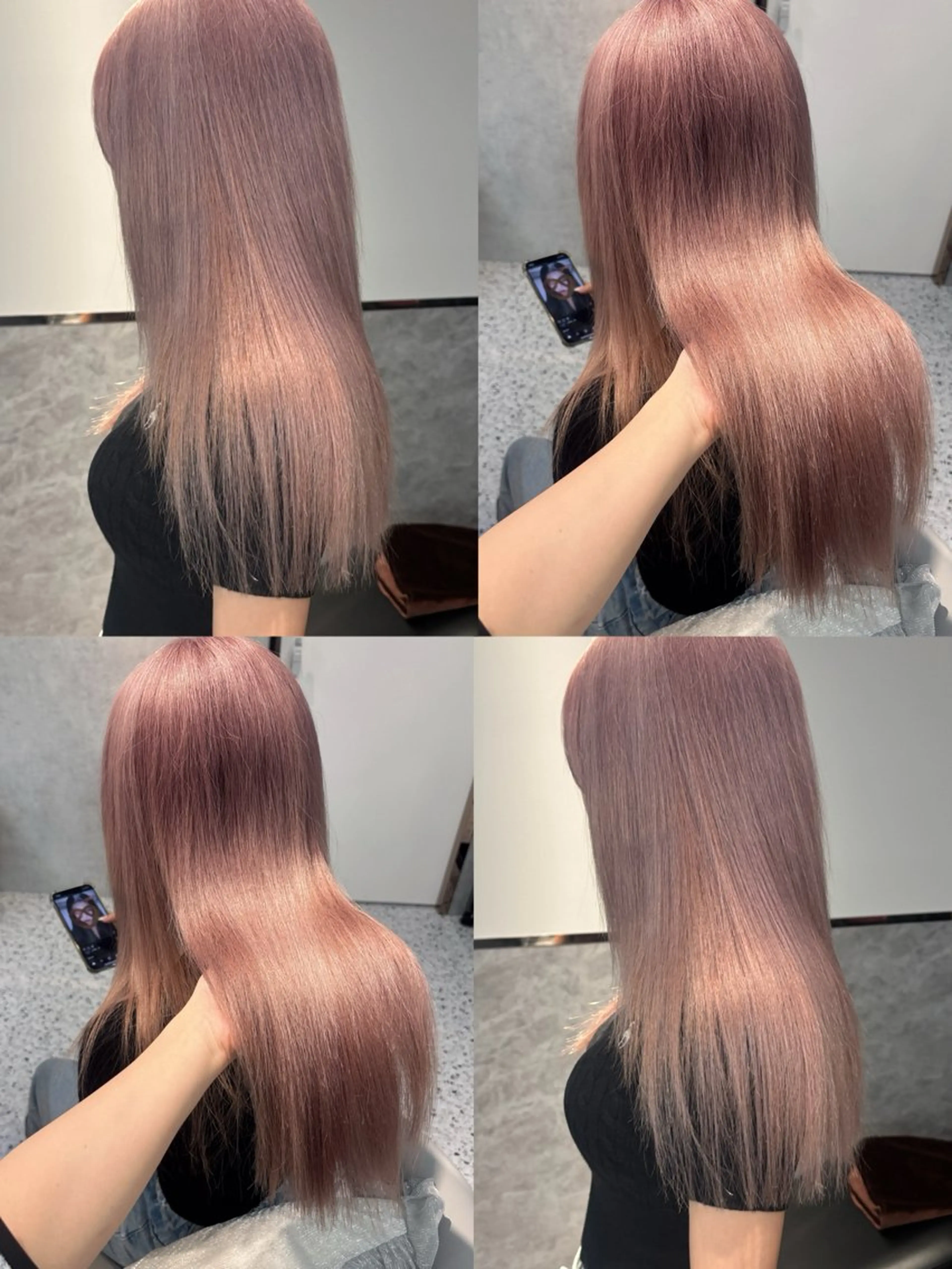 セミロング ヘアカラー rina／ベージュ ワンホン/韓国ヘアのヘアスタイル