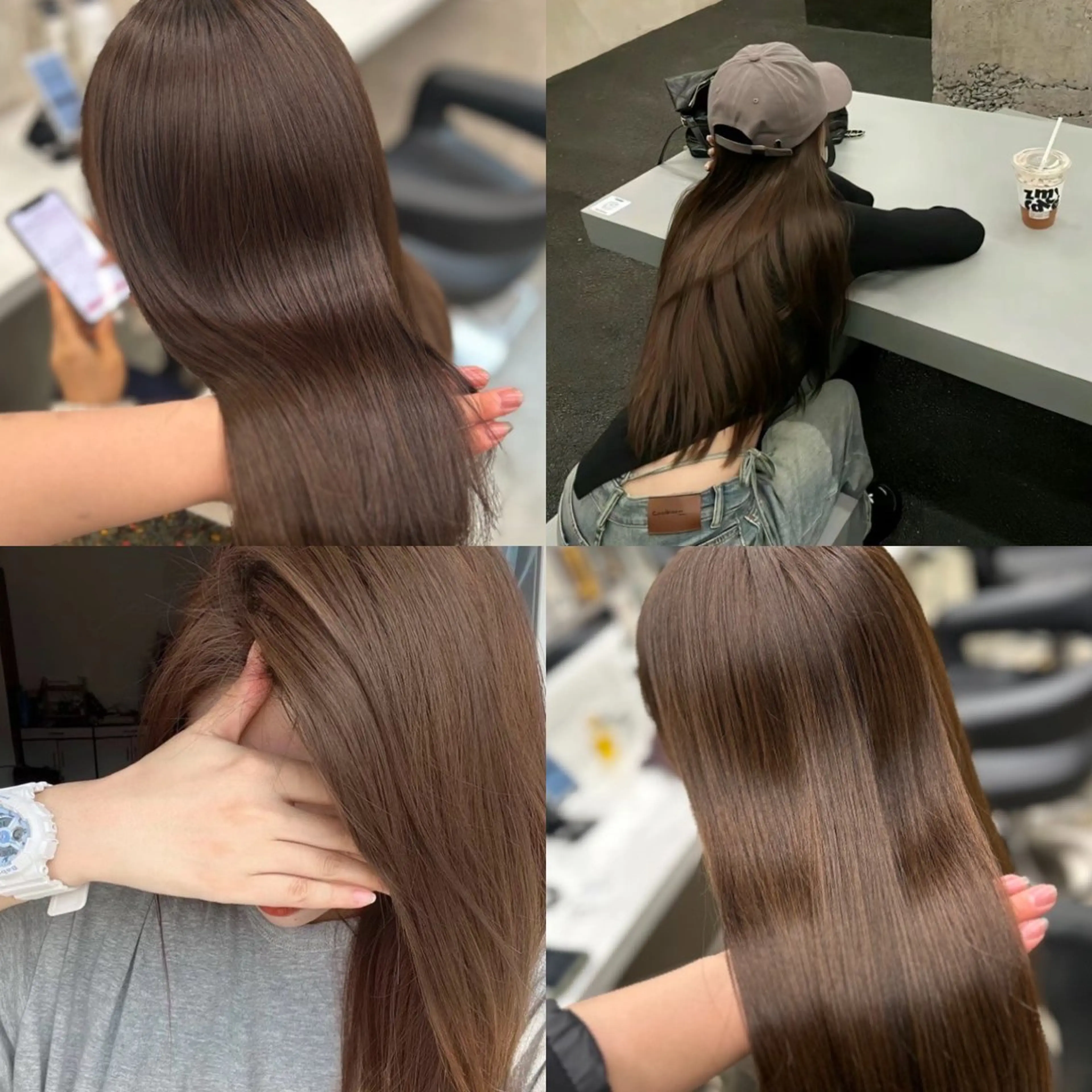 ロング カラー パーマ ヘアアレンジ メンズ キッズ ヘアカラー トリートメント ヘアセット ブリーチなしカラー/ ブラウン/レイヤーのヘアスタイル