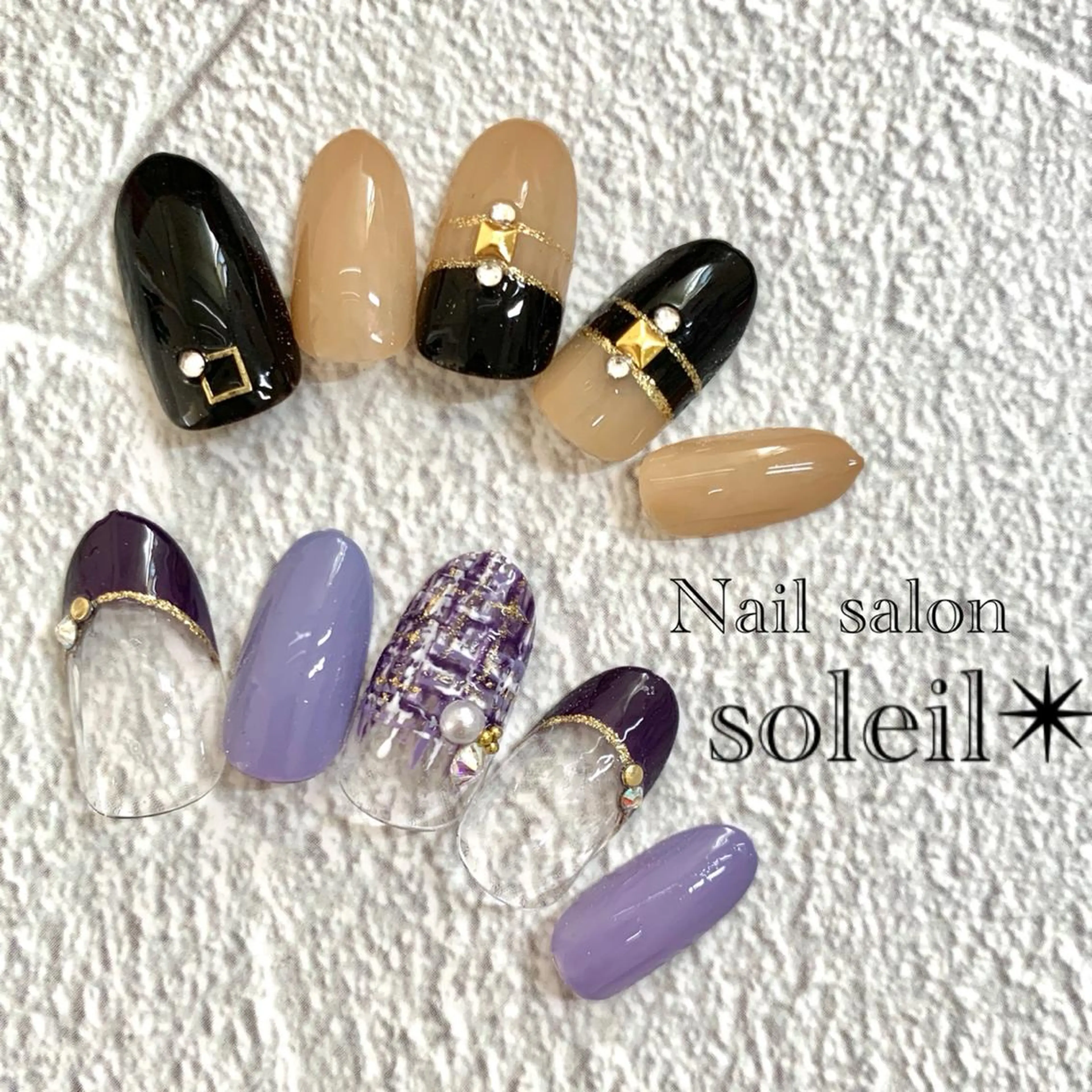 ネイル ニュアンスネイル ツイードネイル 冬ネイル 粟津 美紀のネイルデザイン