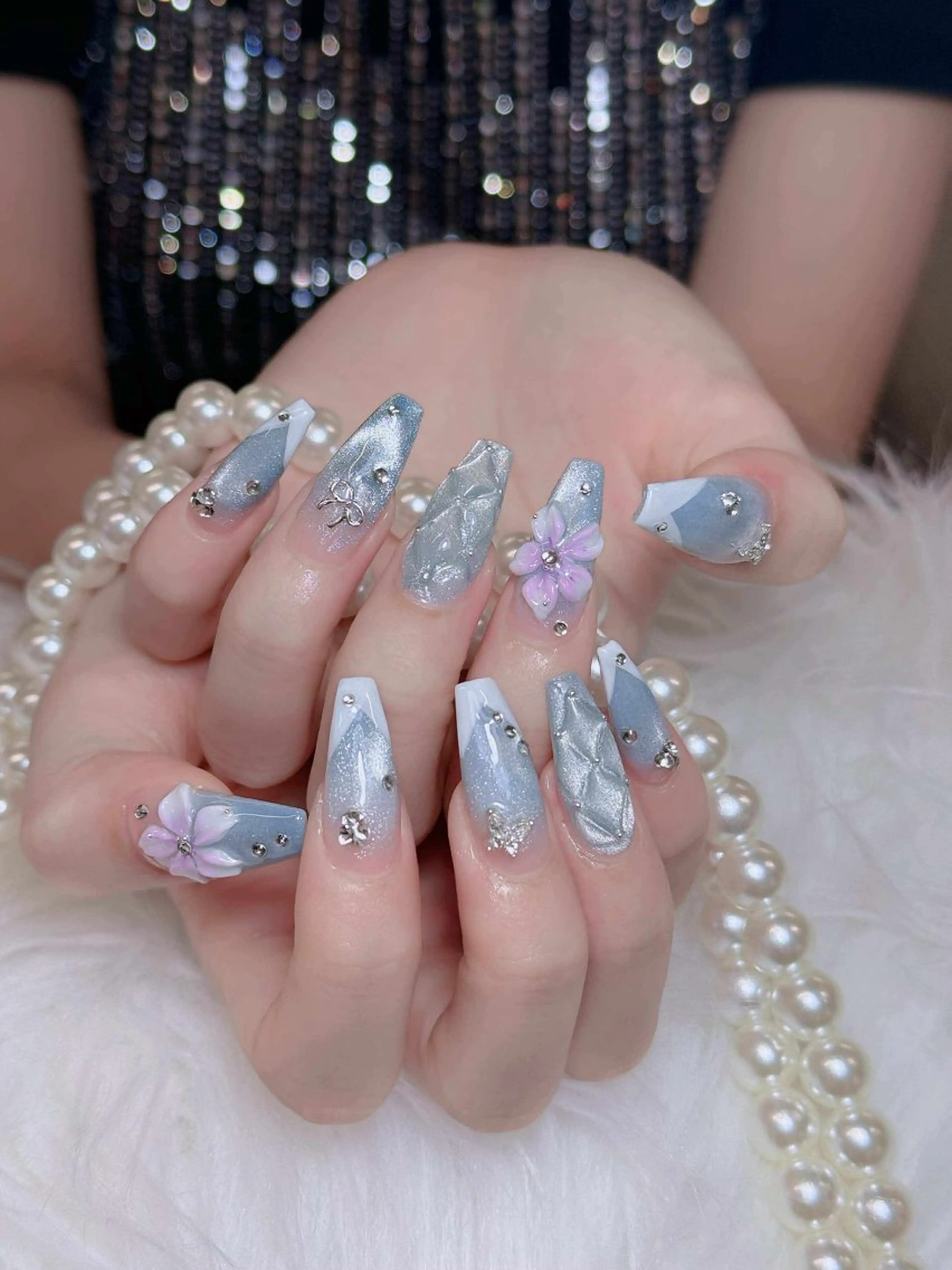 【チップ長さ出し10本】アートやり➕パーツつけ放題の写真