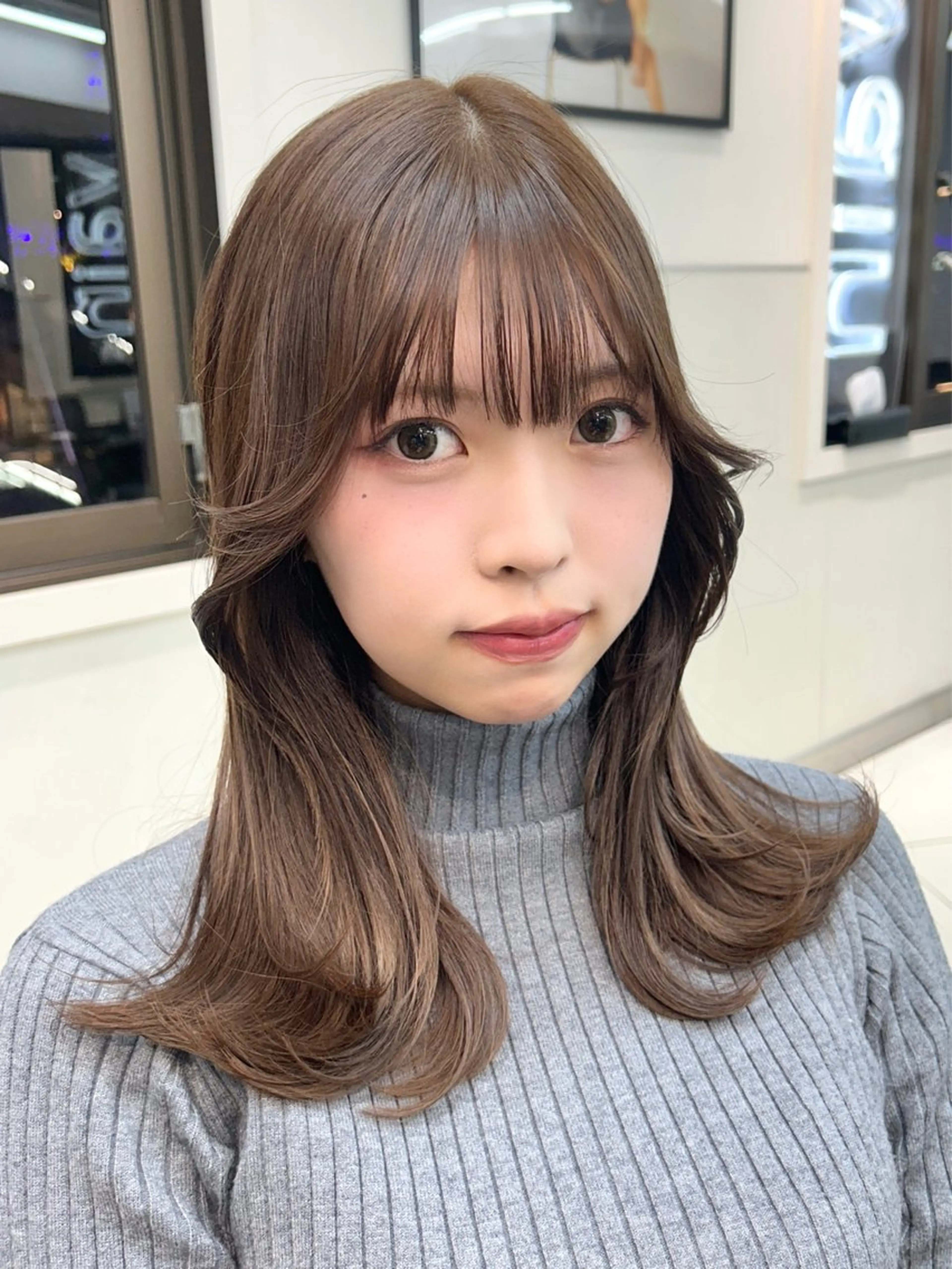 セミロング くびれヘア くびれレイヤー レイヤーカット レイヤー×ツヤカラー 渋谷/kougaのヘアスタイル