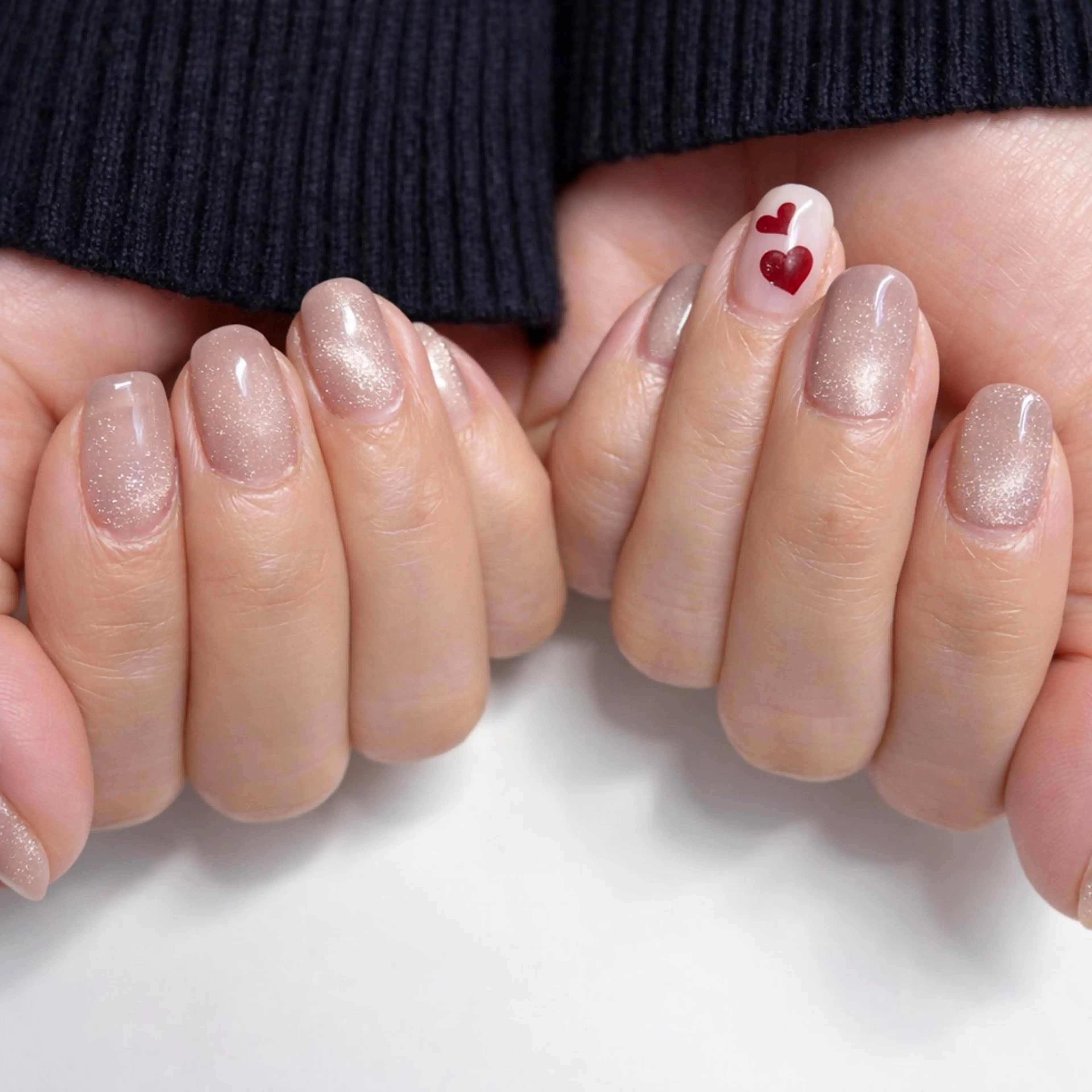 ネイル ハート ラメ(グリッター) シンプルネイル ハンドネイル Kii nailのネイルデザイン
