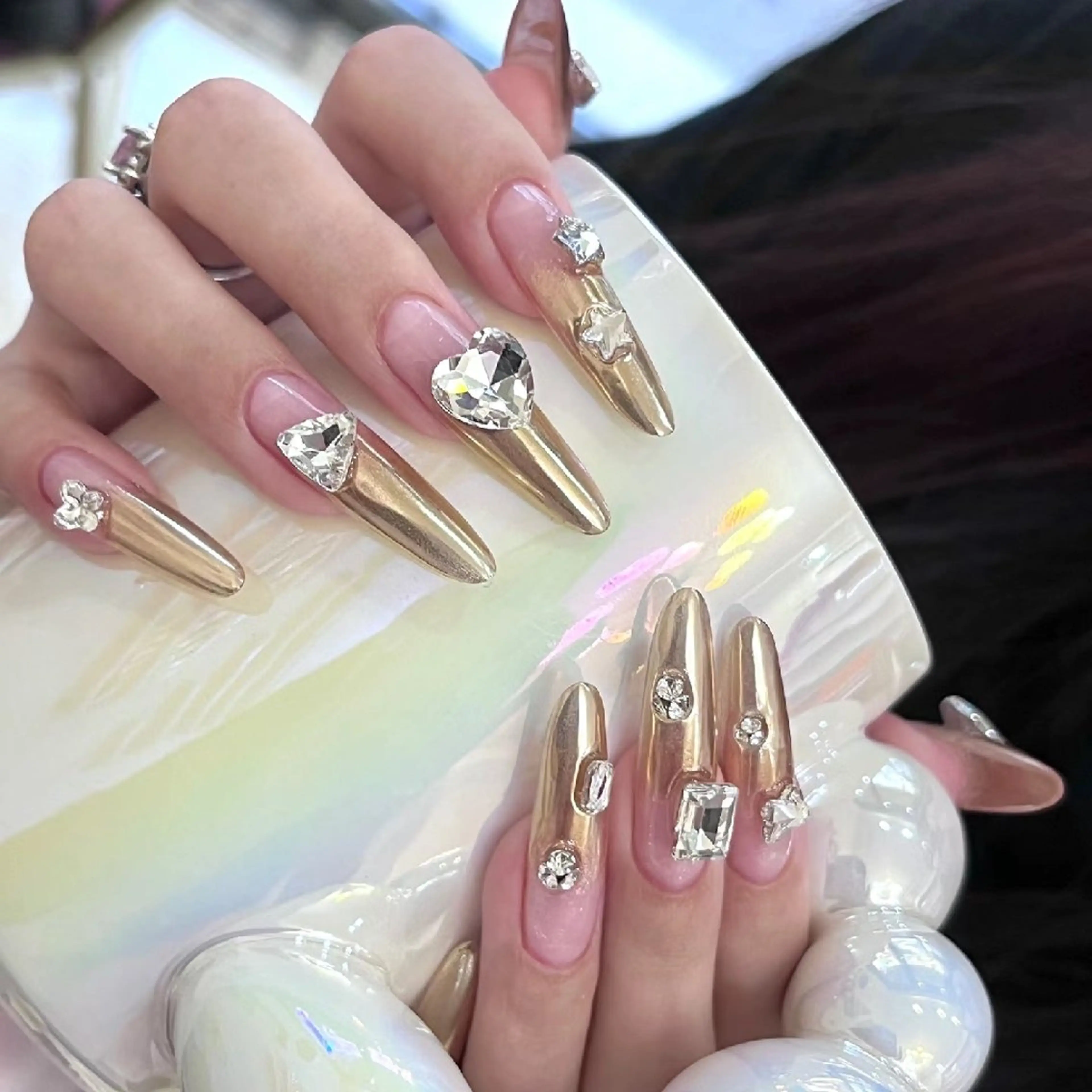 ネイル ハンドネイル ネイリストゆか💅 長さだし、深爪矯正のネイルデザイン