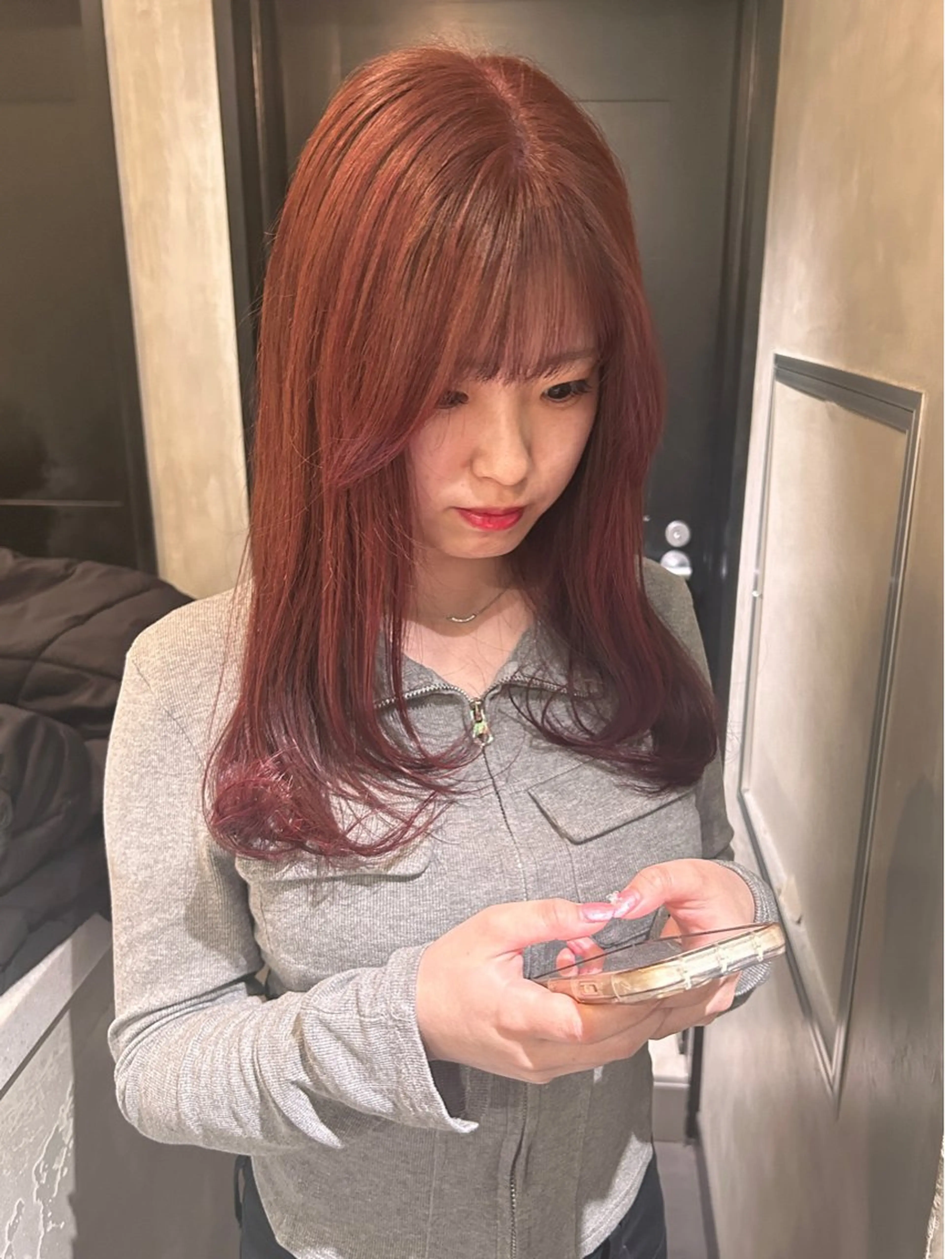 セミロング カラー ブリーチ ダブルカラー ブリーチなしカラー ピンクカラー カット トリートメント 顔まわり/暖色 可愛い特化🎀ゆうなのヘアスタイル