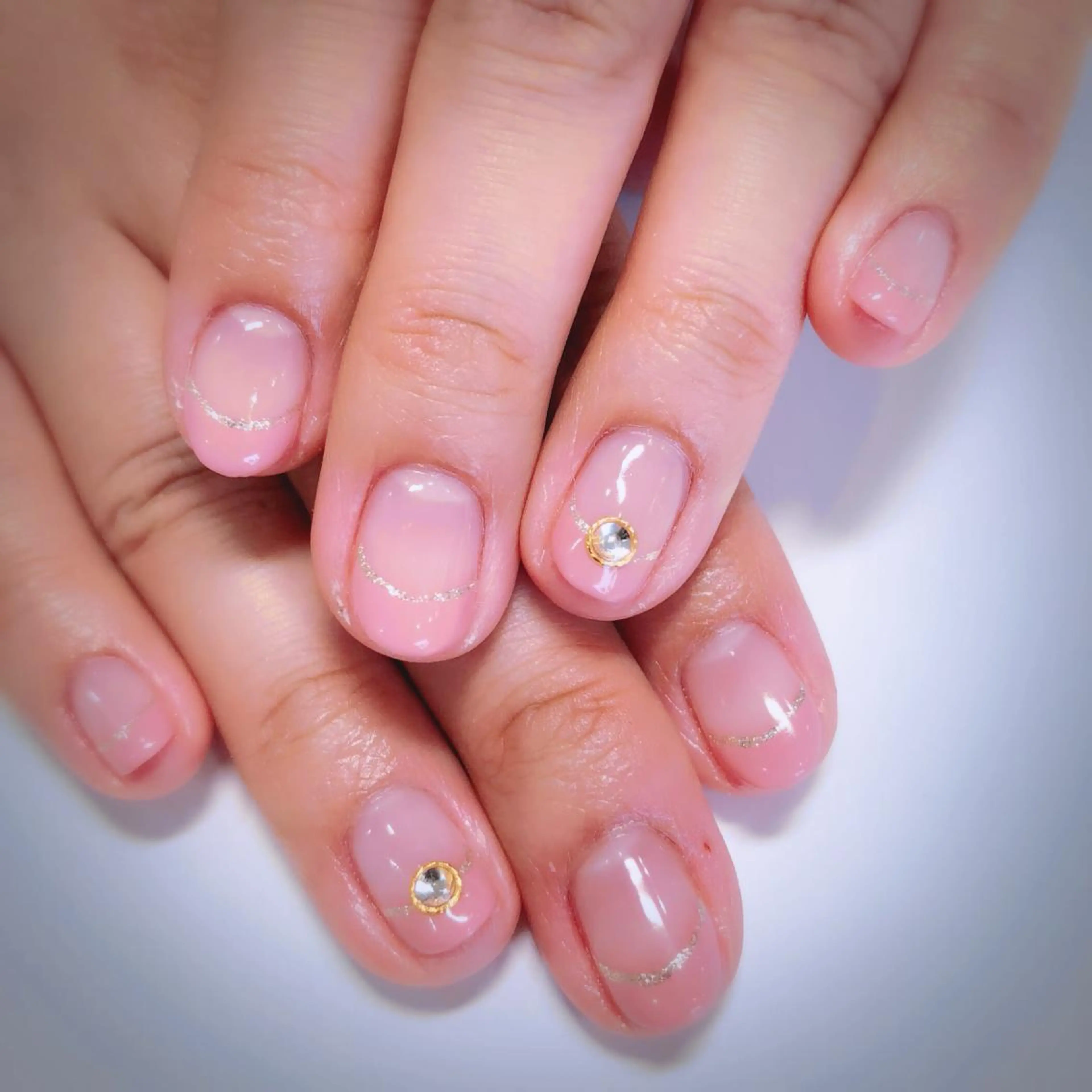 ネイル フレンチネイル ラメ(グリッター) ストーンネイル Nail salon  Stella所属・Nail salon Stellaのネイルデザイン