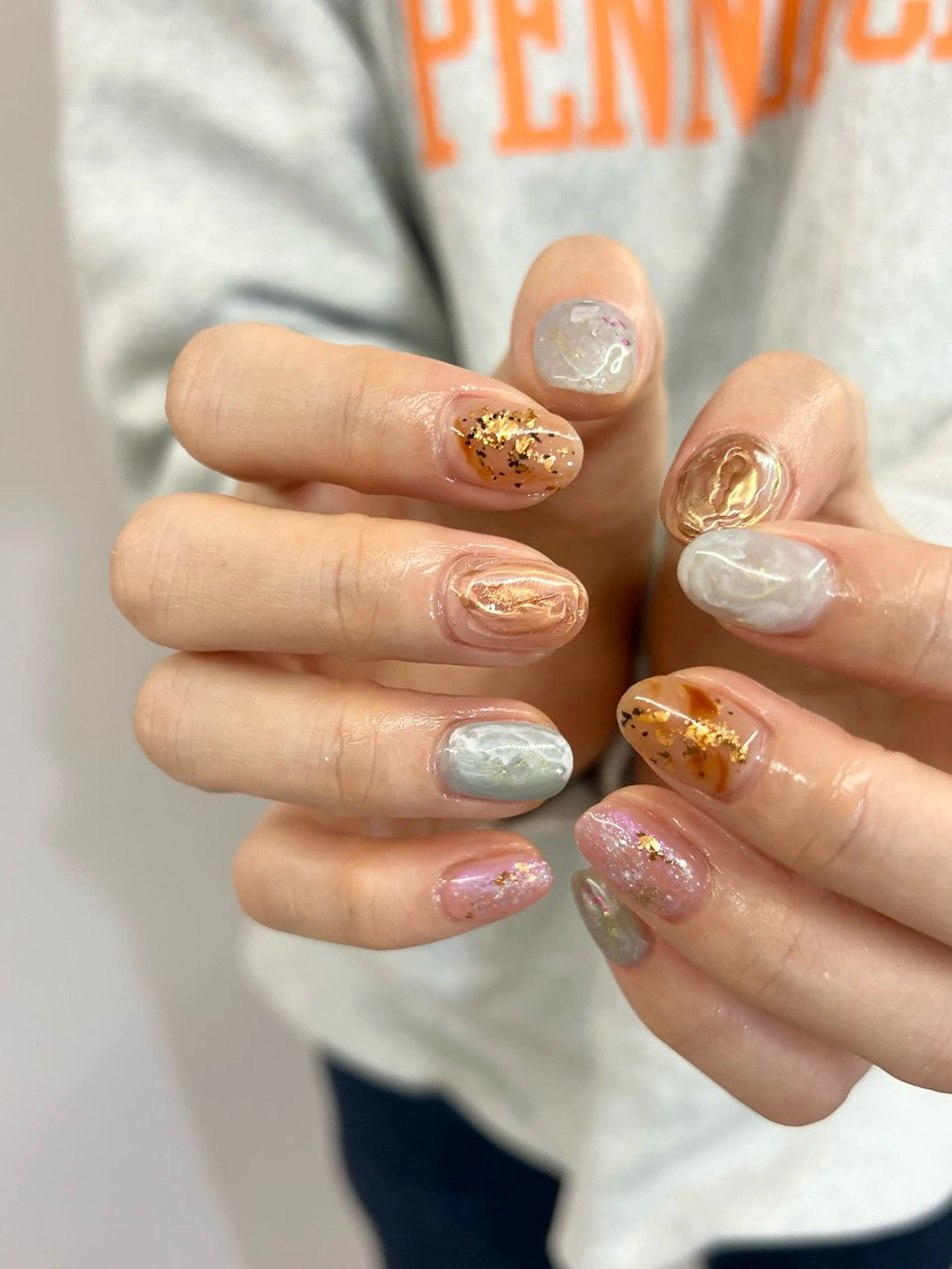 ネイル オーロラネイル ブラウン ジェルネイル キラキラネイル マグネットネイル ハンドネイル ハンドケア Bana_ Nailのその他イメージ