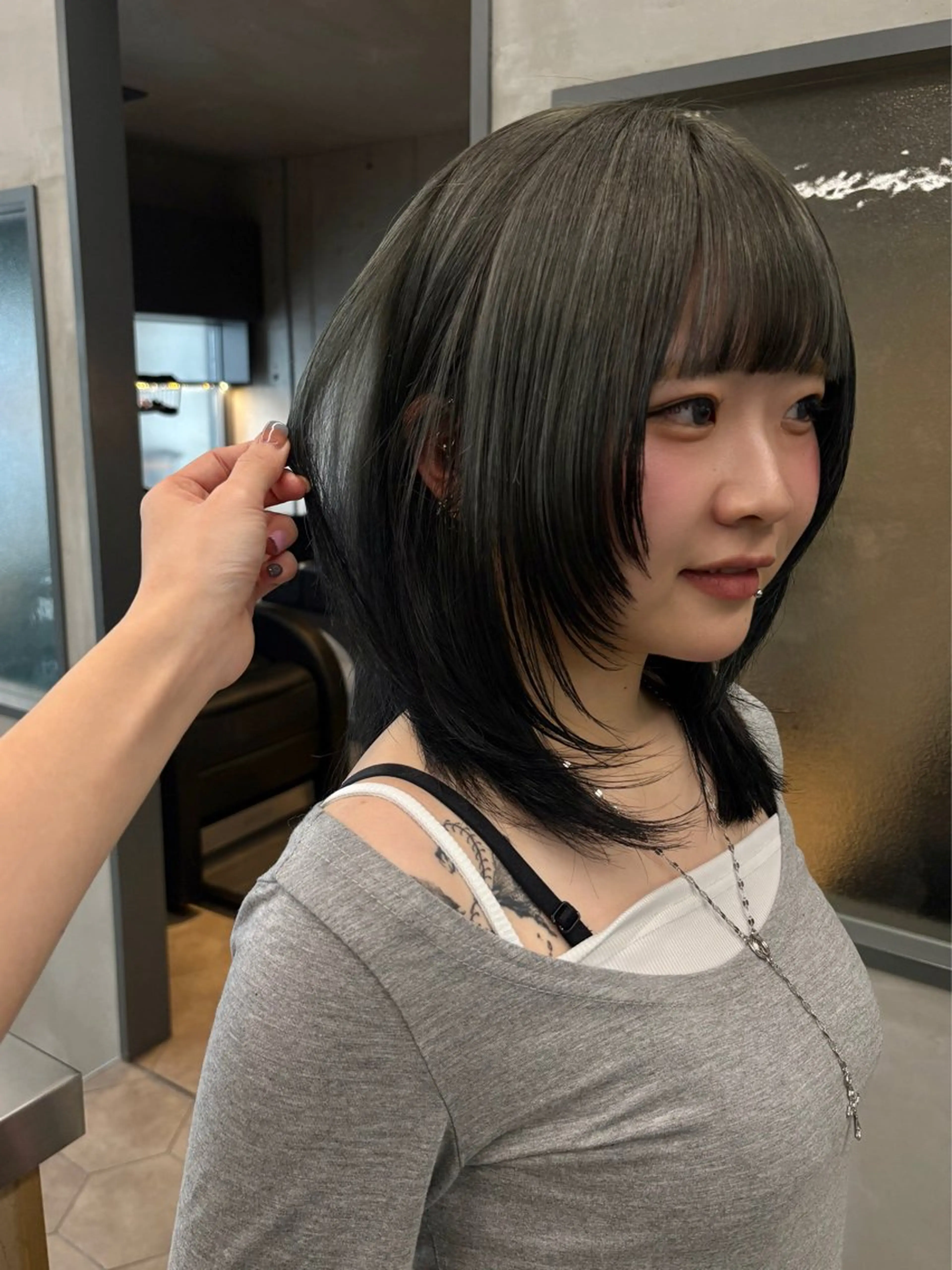 ミディアム カラー カット ヘアカラー トリートメント レイヤー/柔色 カラー/SAkiのヘアスタイル